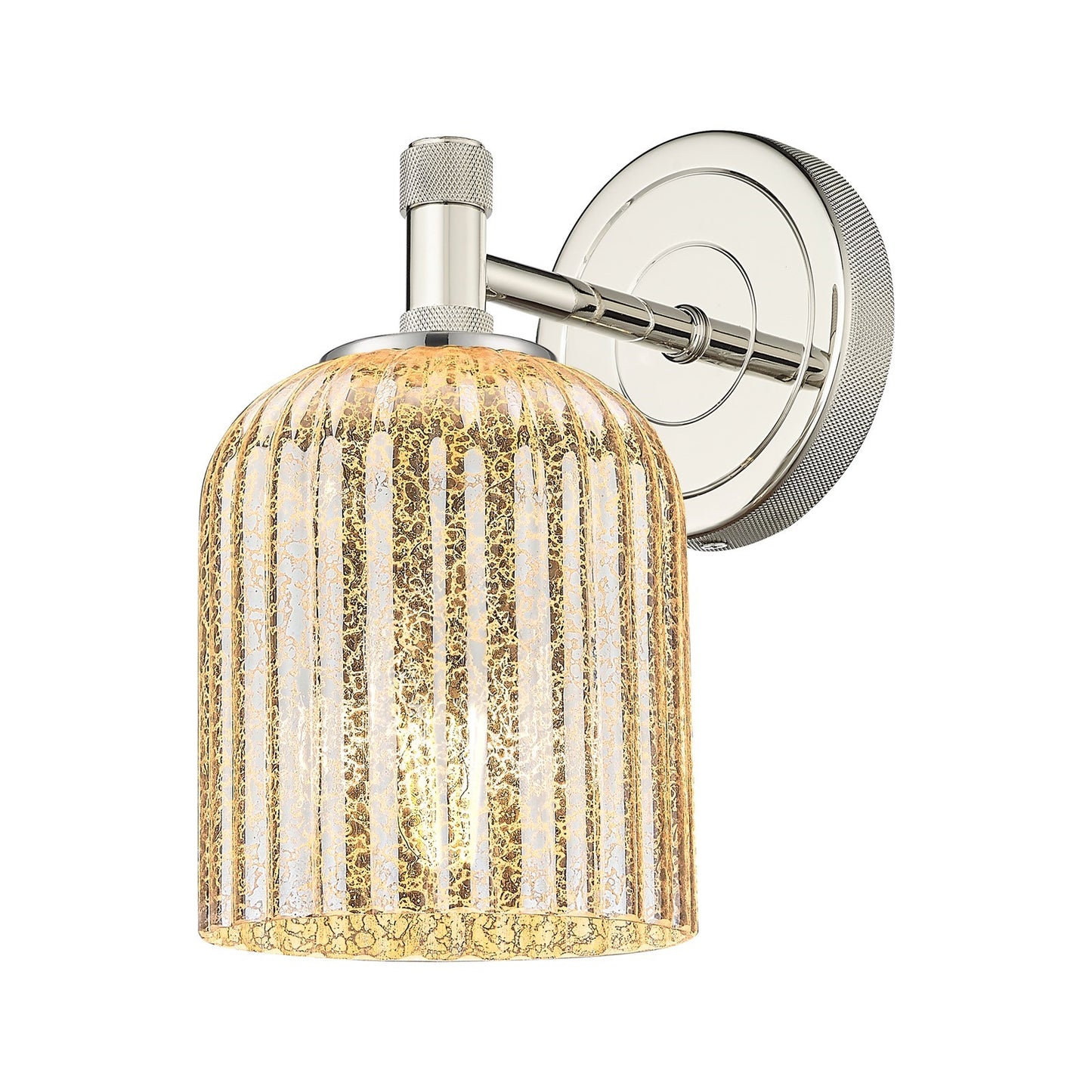 Innovations Crown Point 5in 1-Light Wall Sconce | Industrial Polished Nickel and Mercury Glass | Bathroom & Hallway | Model 434-1W-PN-G559-5ME