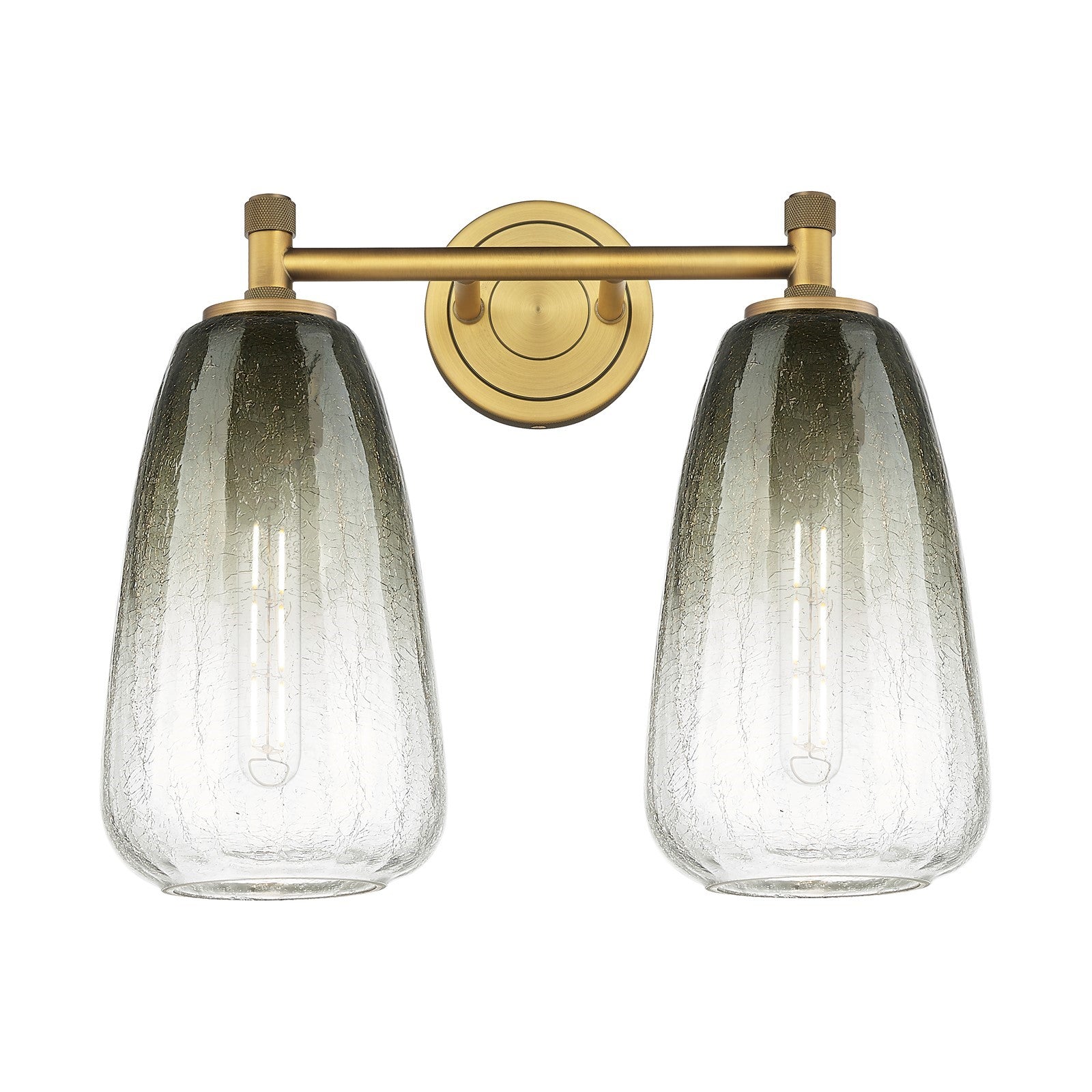 Innovations Brookhaven Almond 14in 2-Light Bath Vanity | Industrial Brushed Brass and Slate Glass | Bathroom & Powder Room | Model 434-2W-BB-G480-6SL