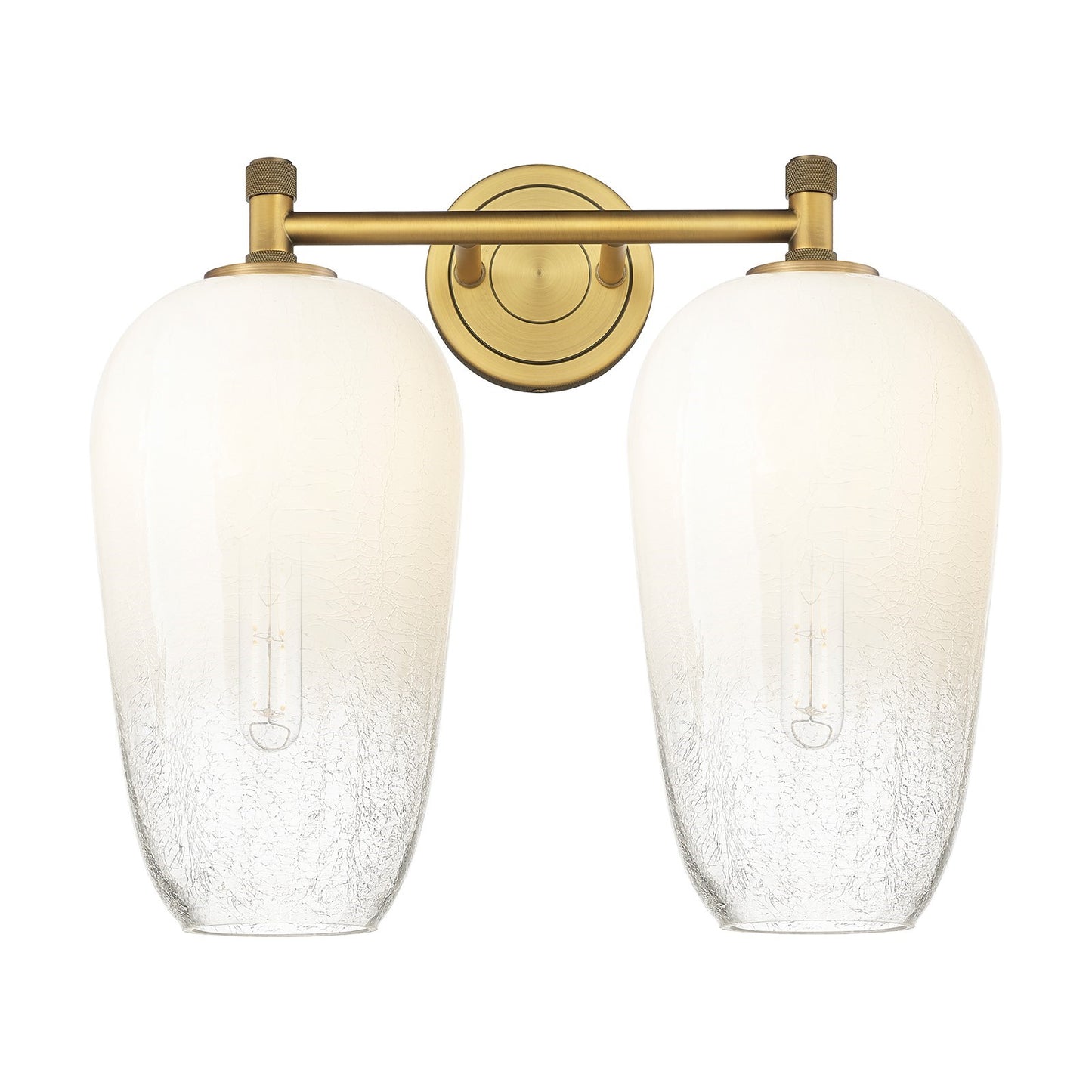 Innovations Brookhaven Flute 15in 2-Light Bath Vanity | Industrial Brushed Brass and Opal Glass | Bathroom & Powder Room | Model 434-2W-BB-G484-7OP