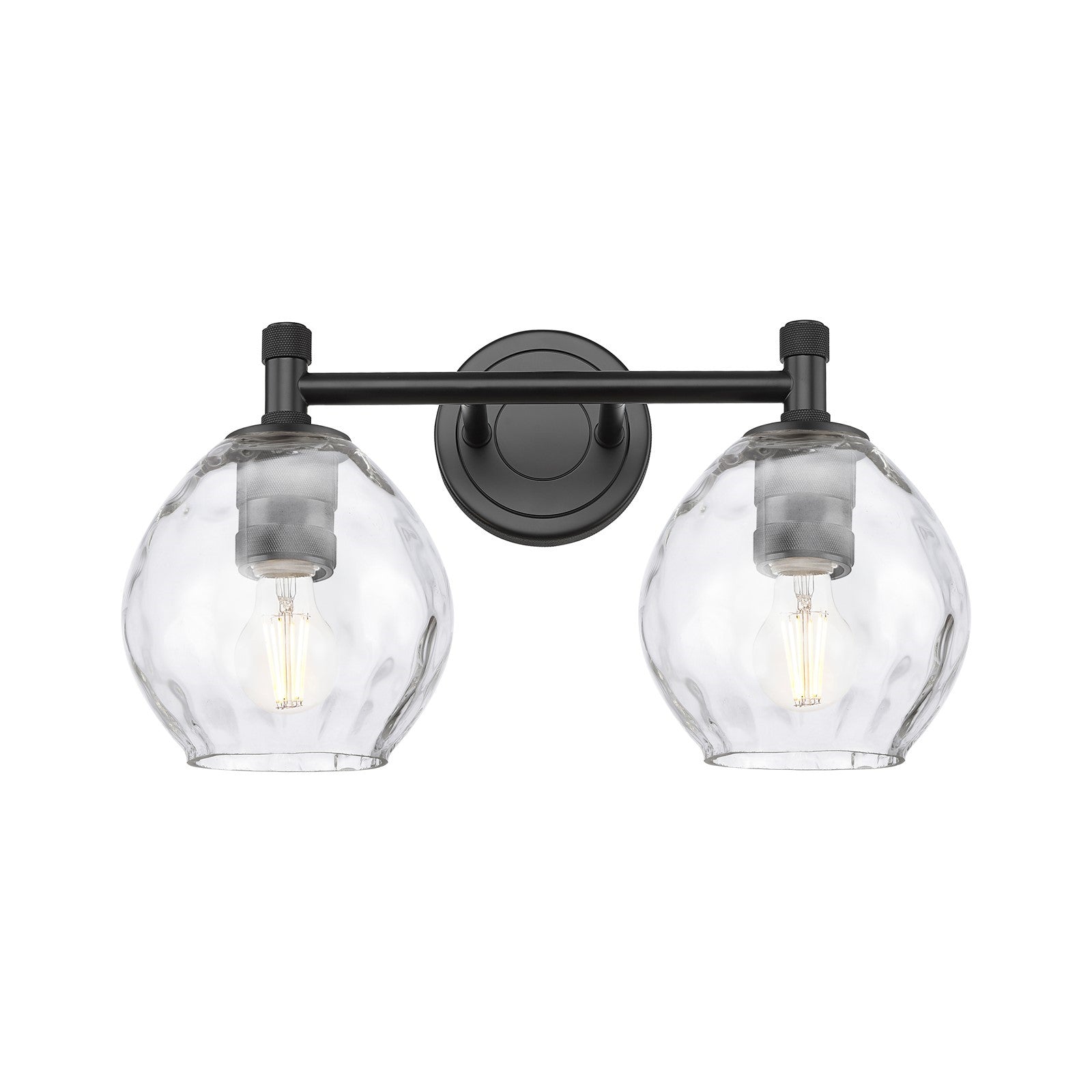Innovations Waverly 14in 2-Light Bath Vanity Light | Industrial Matte Black and Clear Glass | Bathroom & Powder Room | Model 434-2W-BK-G362