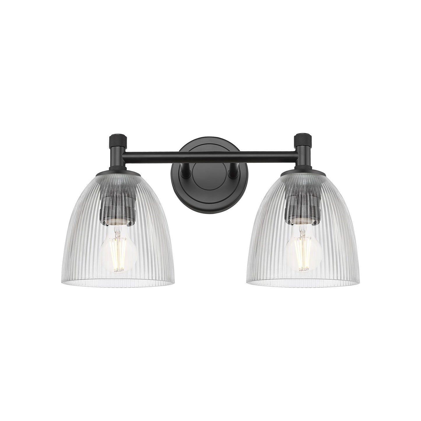 Innovations Castile 14in 2-Light Bath Vanity Light | Industrial Matte Black and Clear Glass | Bathroom & Powder Room | Model 434-2W-BK-G382