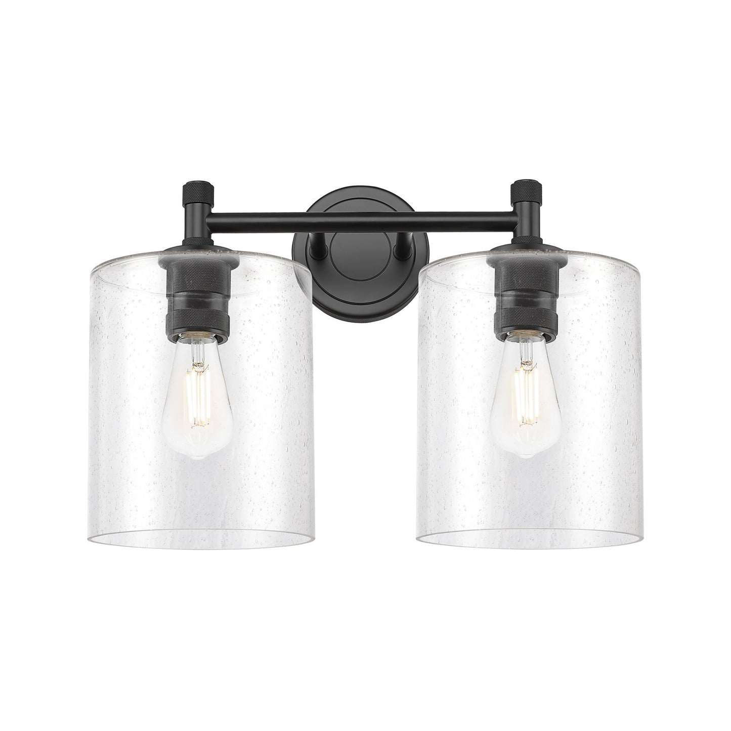 Innovations Paladin 15in 2-Light Bath Vanity Light | Industrial Matte Black and Seedy Glass | Bathroom Vanity | Model 434-2W-BK-G4424-7