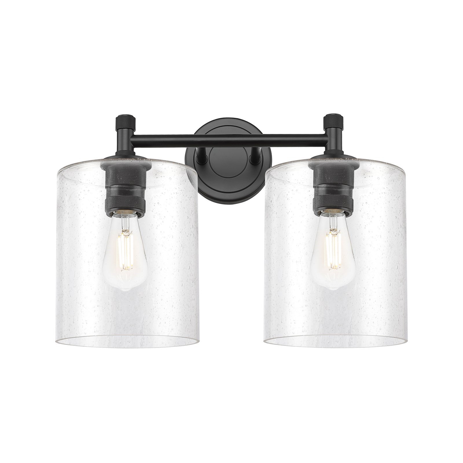 Innovations Paladin 15in 2-Light Bath Vanity Light | Industrial Matte Black and Seedy Glass | Bathroom Vanity | Model 434-2W-BK-G4424-7