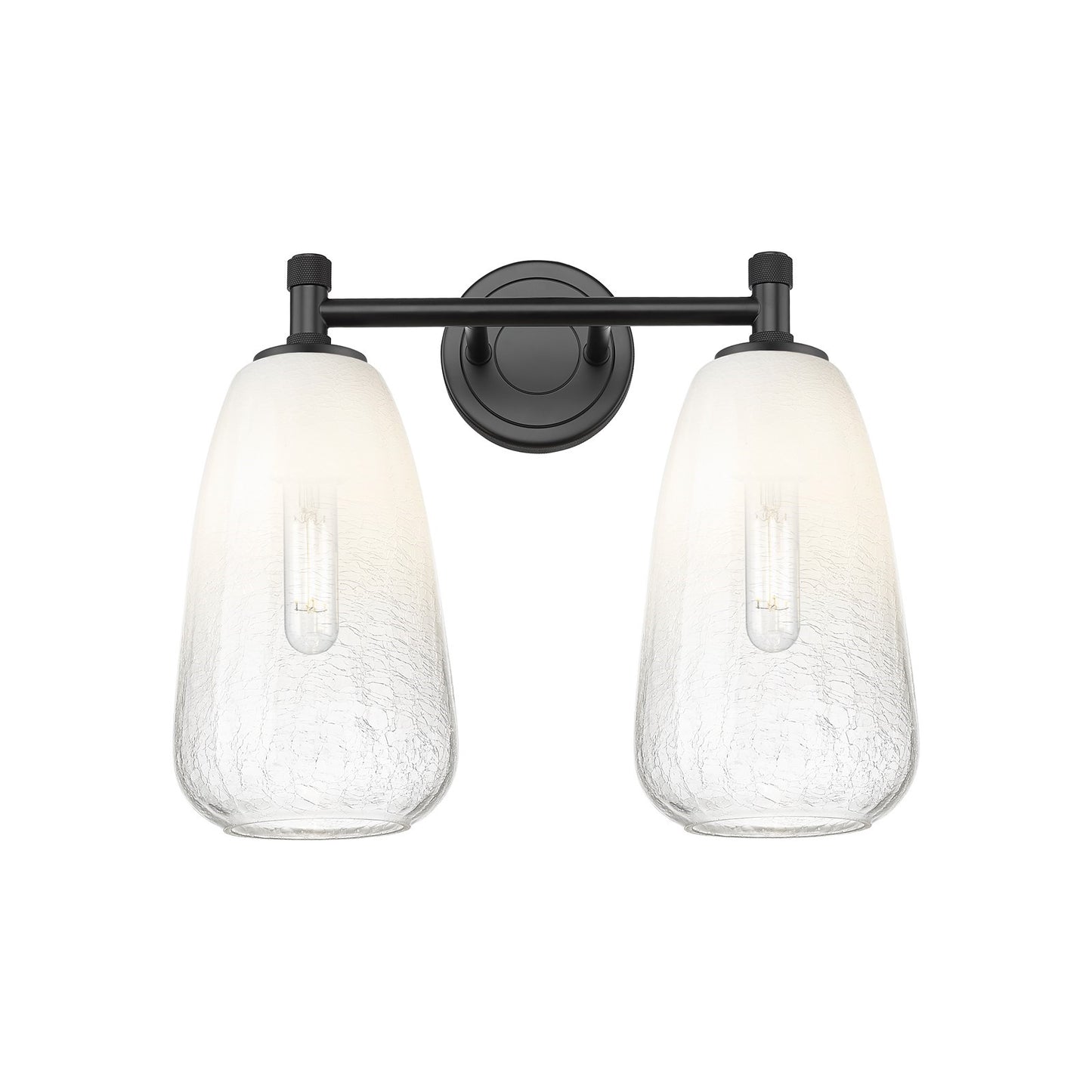Innovations Brookhaven Almond 14in 2-Light Bath Vanity | Industrial Matte Black and Opal Glass | Bathroom Vanity | Model 434-2W-BK-G480-6OP