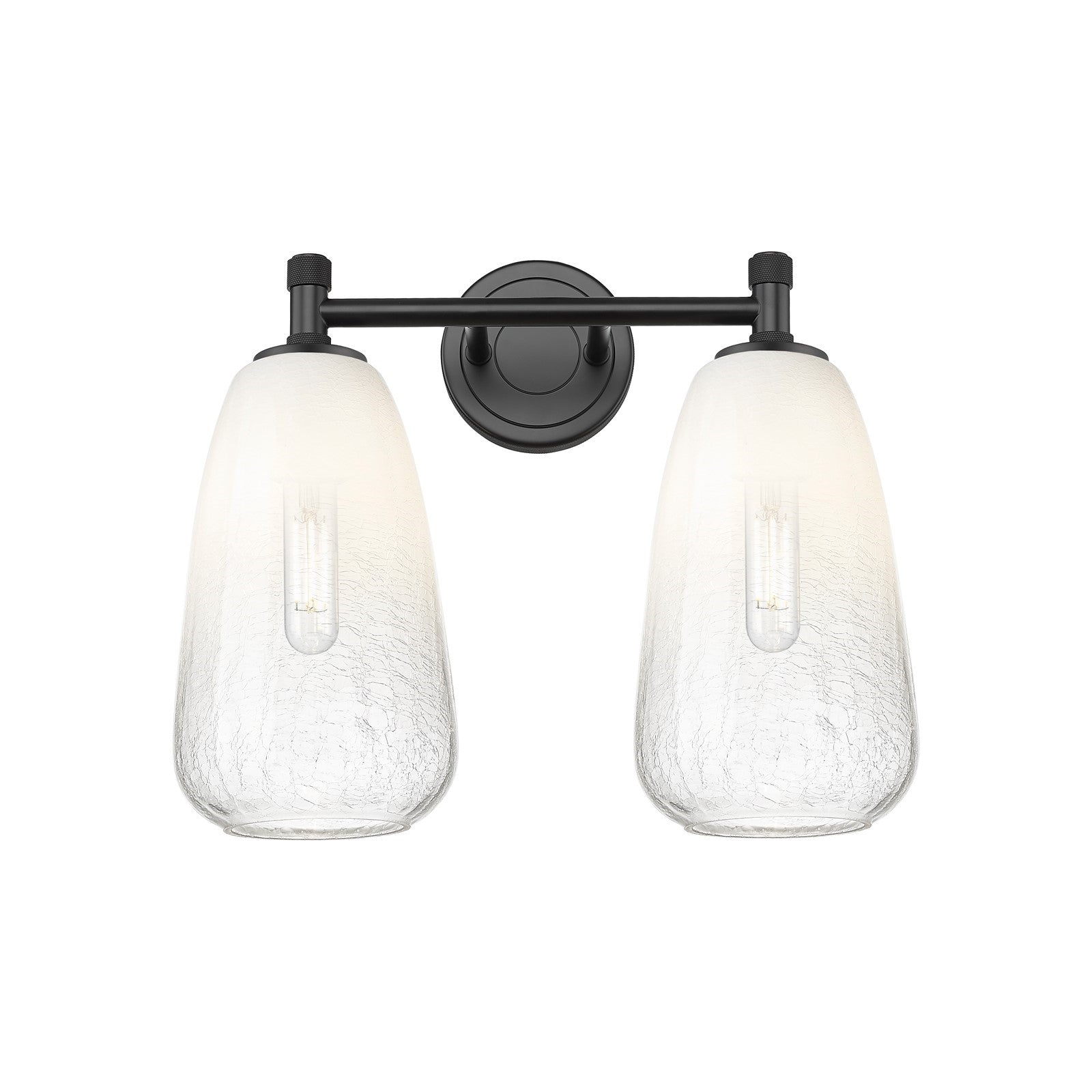 Innovations Brookhaven Almond 14in 2-Light Bath Vanity | Industrial Matte Black and Opal Glass | Bathroom Vanity | Model 434-2W-BK-G480-6OP