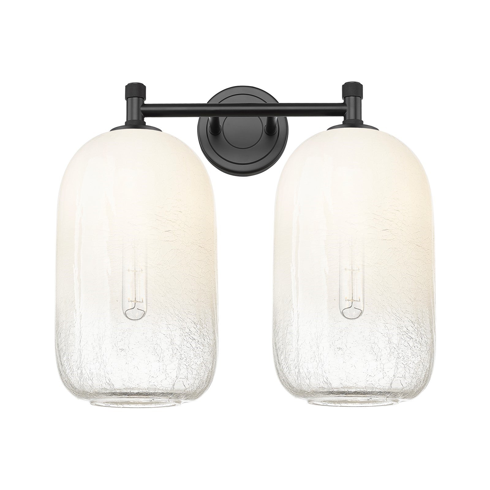 Innovations Brookhaven Cloche 15in 2-Light Bath Vanity | Industrial Matte Black and Opal Glass | Bathroom & Powder Room | Model 434-2W-BK-G482-7OP