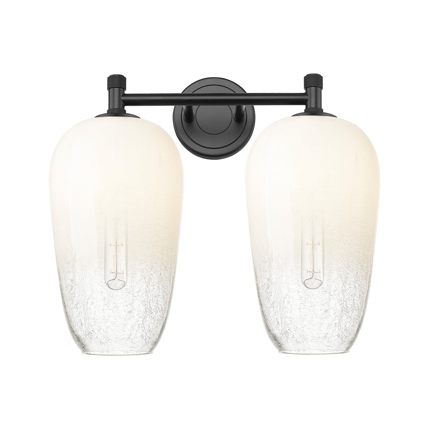 Innovations Brookhaven Flute 15in 2-Light Bath Vanity | Industrial Matte Black and Opal Glass | Bathroom & Powder Room | Model 434-2W-BK-G484-7OP