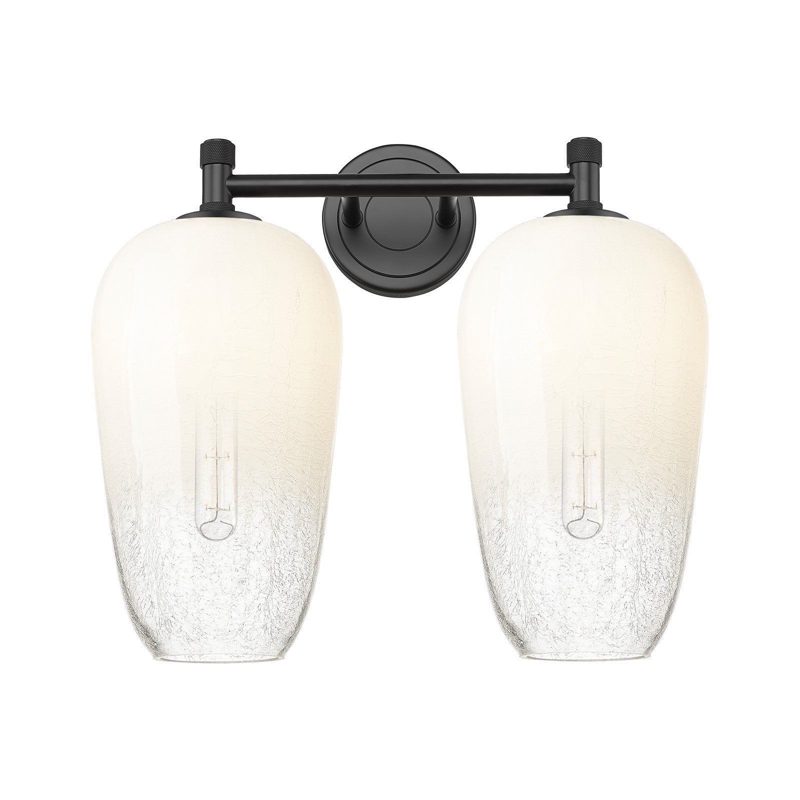 Innovations Brookhaven Flute 15in 2-Light Bath Vanity | Industrial Matte Black and Opal Glass | Bathroom & Powder Room | Model 434-2W-BK-G484-7OP