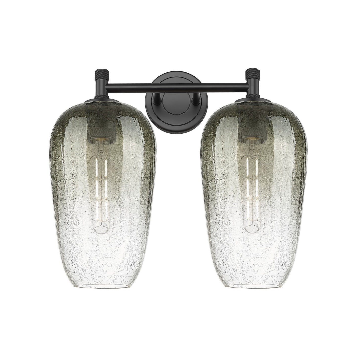 Innovations Brookhaven Flute 15in 2-Light Bath Vanity | Industrial Matte Black and Slate Glass | Bathroom & Powder Room | Model 434-2W-BK-G484-7SL
