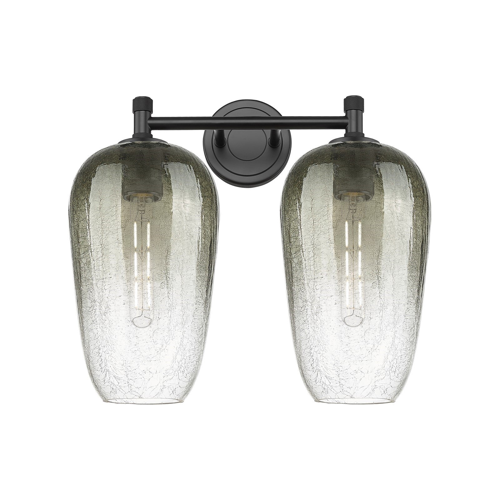 Innovations Brookhaven Flute 15in 2-Light Bath Vanity | Industrial Matte Black and Slate Glass | Bathroom & Powder Room | Model 434-2W-BK-G484-7SL