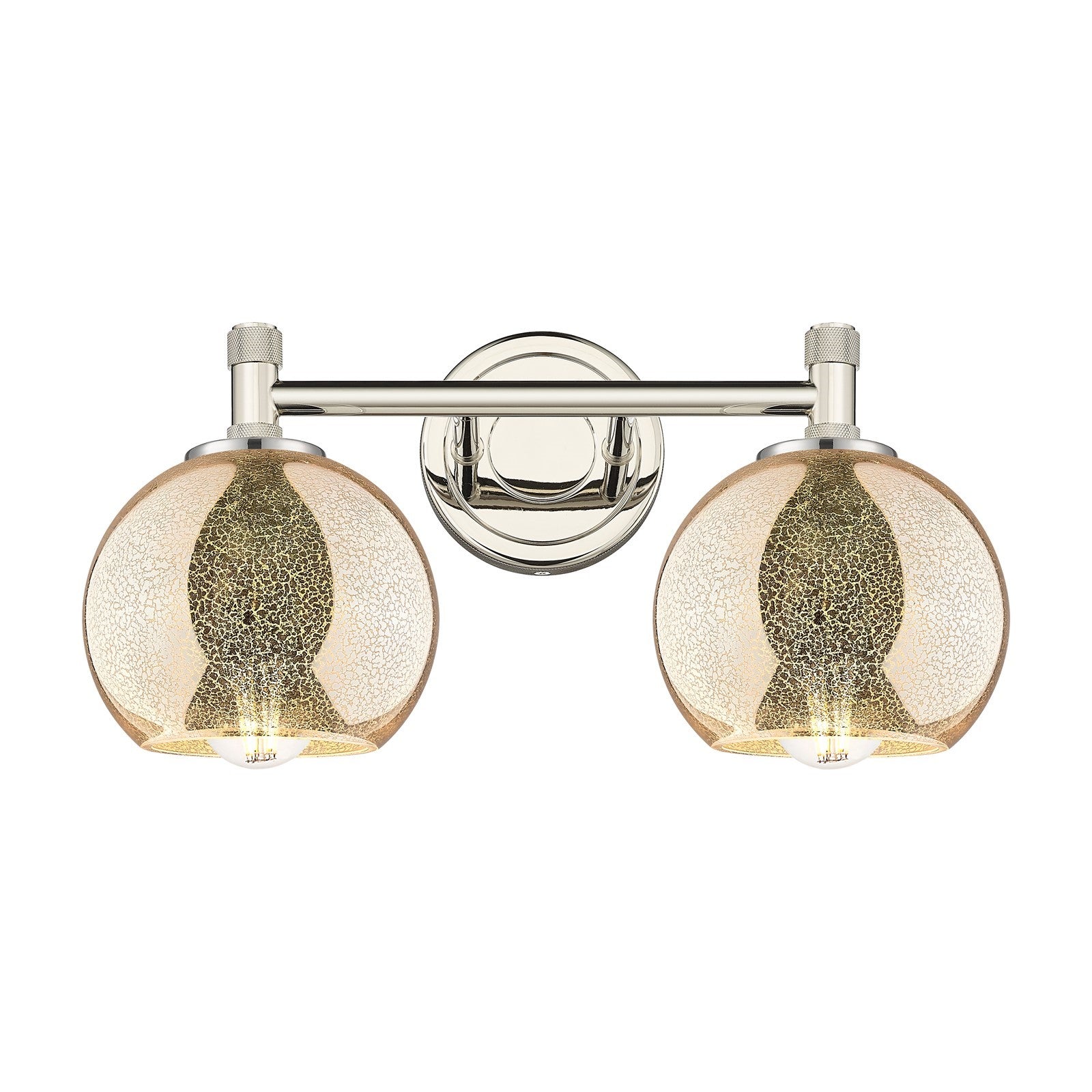 Innovations Athens 14in 2-Light Bath Vanity Light | Industrial Polished Nickel and Mercury Glass | Bathroom & Powder Room | Model 434-2W-PN-G128-6