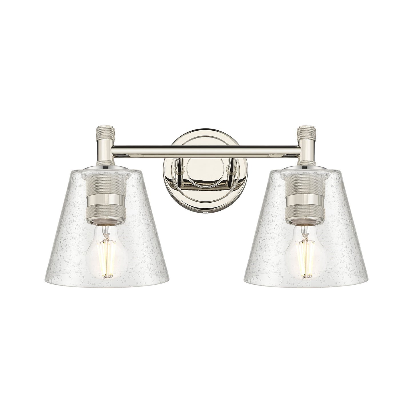 Innovations Caton 14in 2-Light Bath Vanity Light | Industrial Polished Nickel and Frosted Glass | Bathroom & Powder Room | Model 434-2W-PN-G454