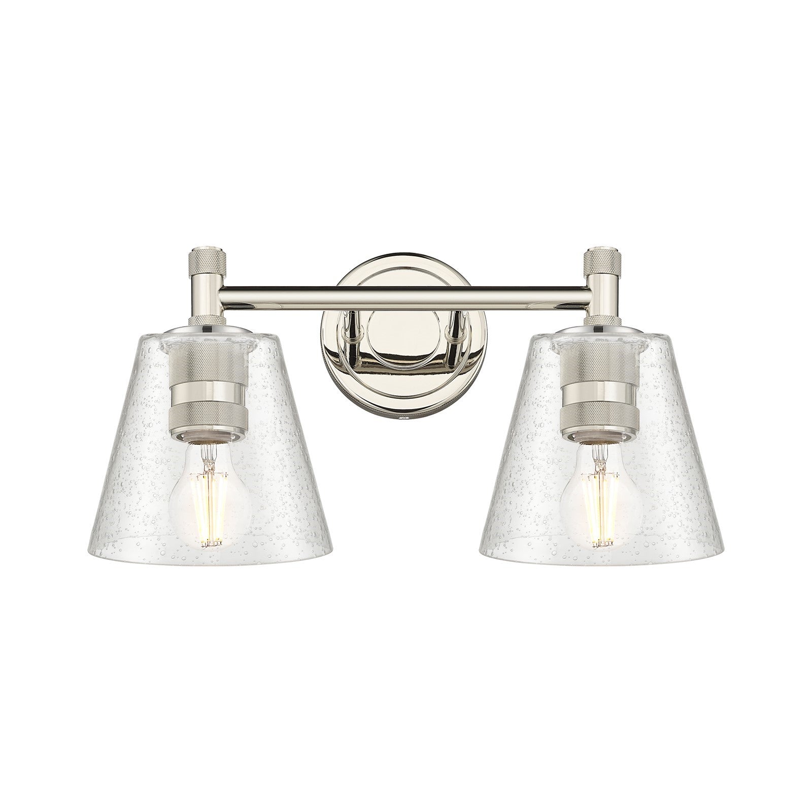 Innovations Caton 14in 2-Light Bath Vanity Light | Industrial Polished Nickel and Frosted Glass | Bathroom & Powder Room | Model 434-2W-PN-G454