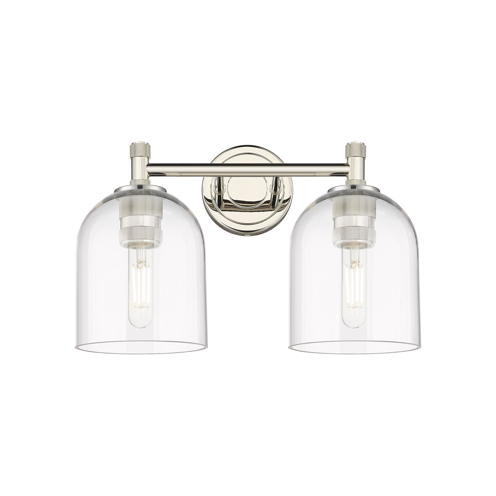 Innovations Bella 13in 2-Light Bath Vanity Light | Industrial Polished Nickel and Clear Glass | Bathroom Vanity | Model 434-2W-PN-G558-6CL