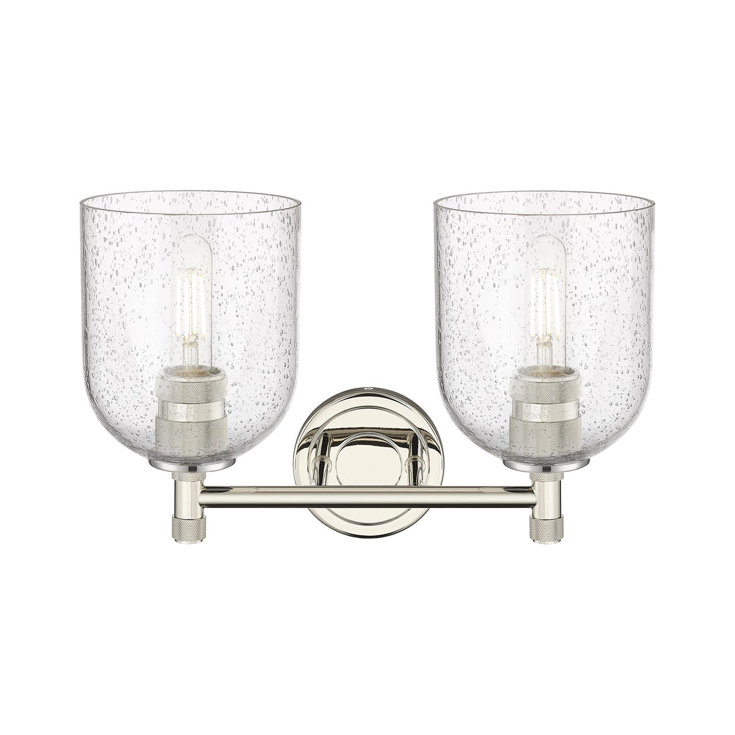 Innovations Bella 14in 2-Light Bath Vanity Light | Industrial Polished Nickel and Seedy Glass | Bathroom Vanity | Model 434-2W-PN-G558-6SDY