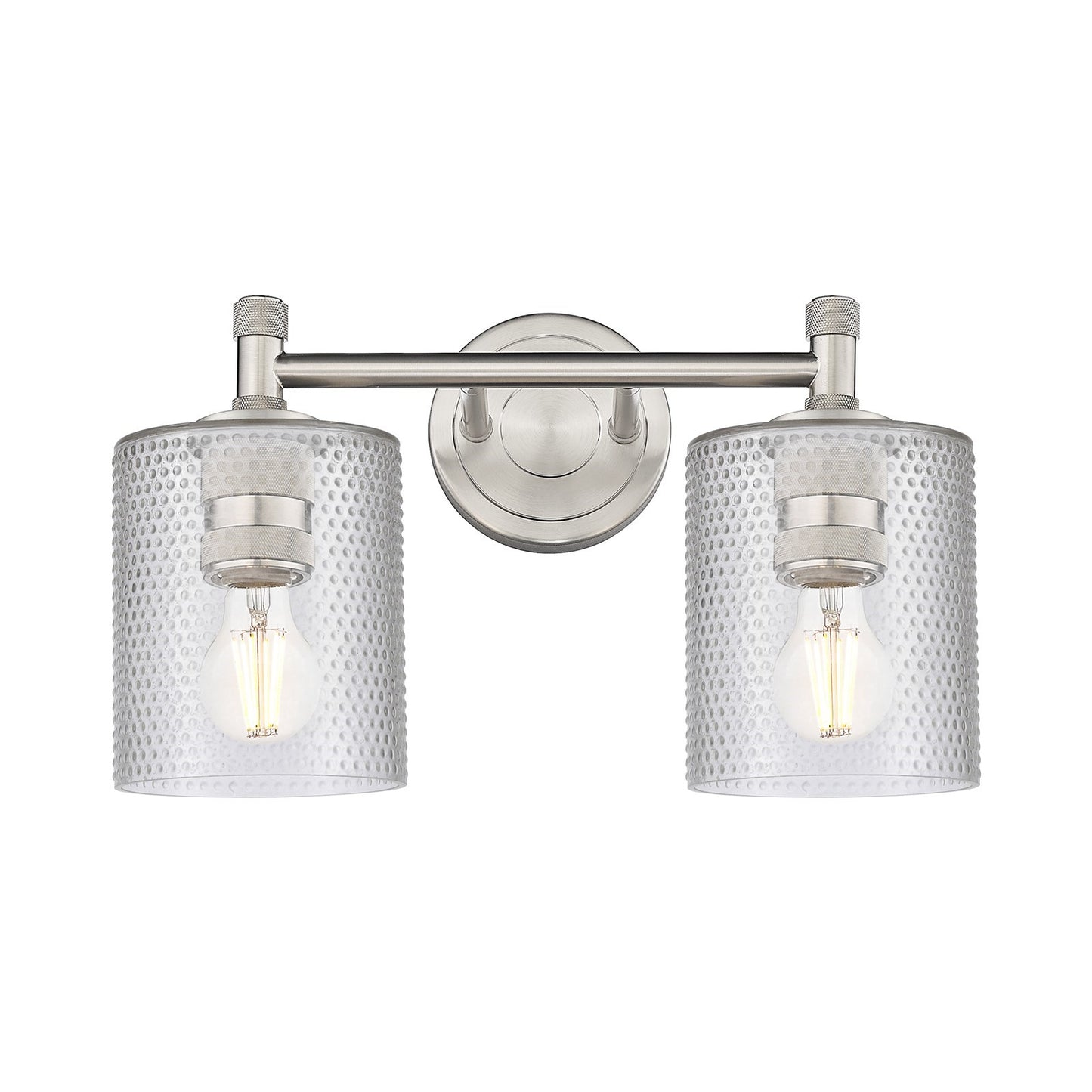 Innovations Cobbleskill 13in 2-Light Bath Vanity | Industrial Satin Nickel and Clear Glass | Bathroom & Powder Room | Model 434-2W-SN-G112