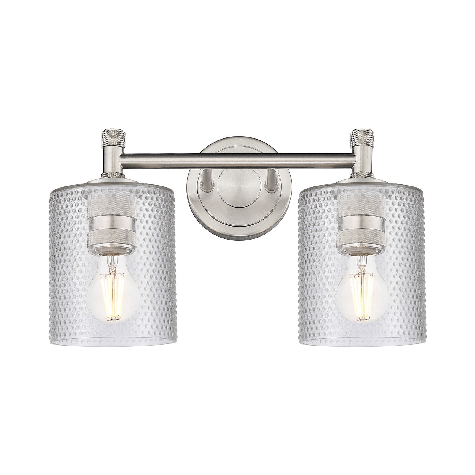 Innovations Cobbleskill 13in 2-Light Bath Vanity | Industrial Satin Nickel and Clear Glass | Bathroom & Powder Room | Model 434-2W-SN-G112