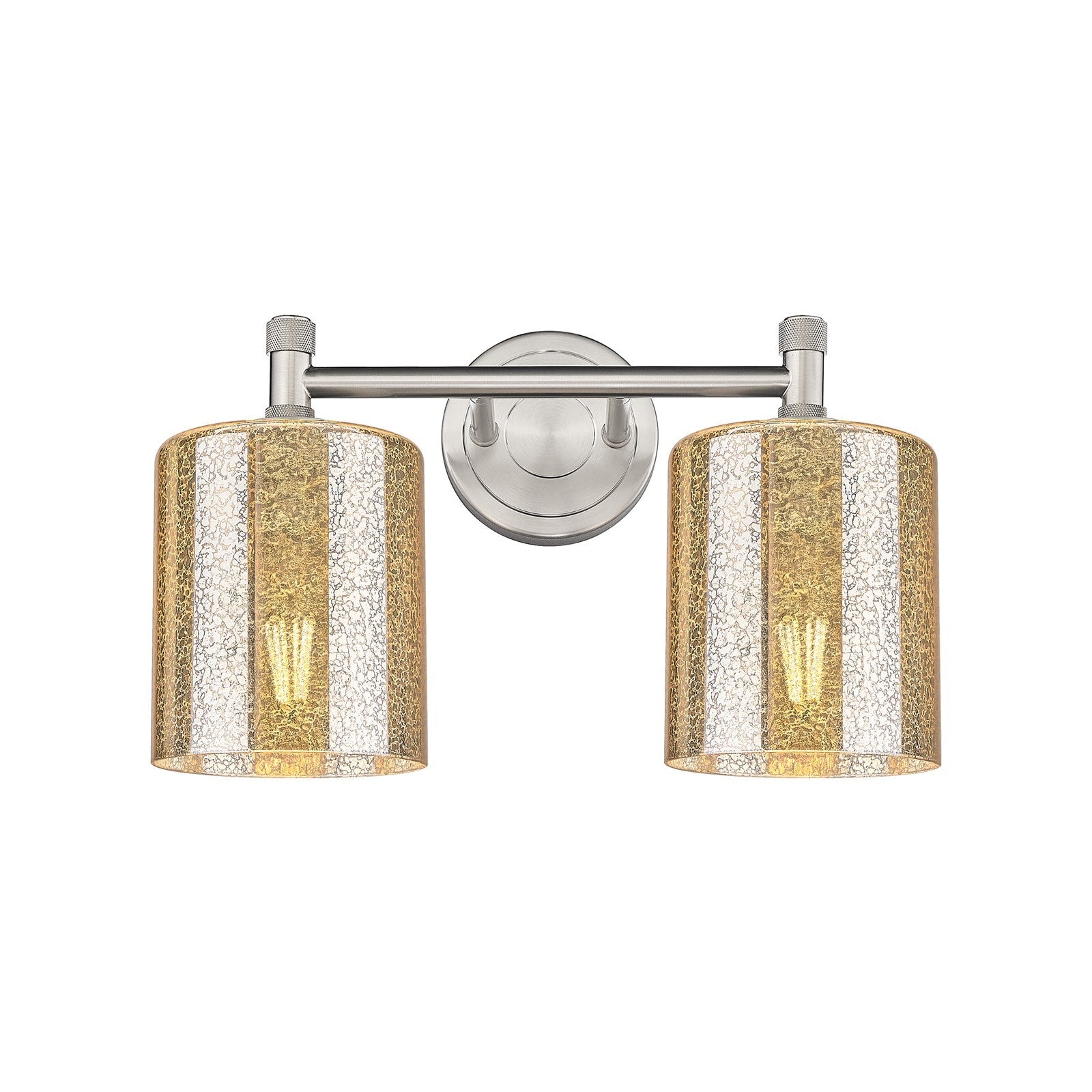 Innovations Cobbleskill 13in 2-Light Bath Vanity | Industrial Satin Nickel and Mercury Glass | Bathroom & Powder Room | Model 434-2W-SN-G116
