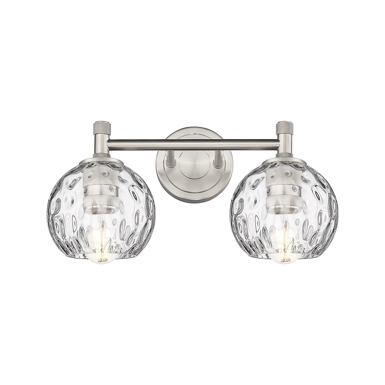 Innovations Athens Water Glass 14in 2-Light Bath Vanity | Industrial Satin Nickel and Clear Water Glass | Bathroom & Powder | Model 434-2W-SN-G1215-6