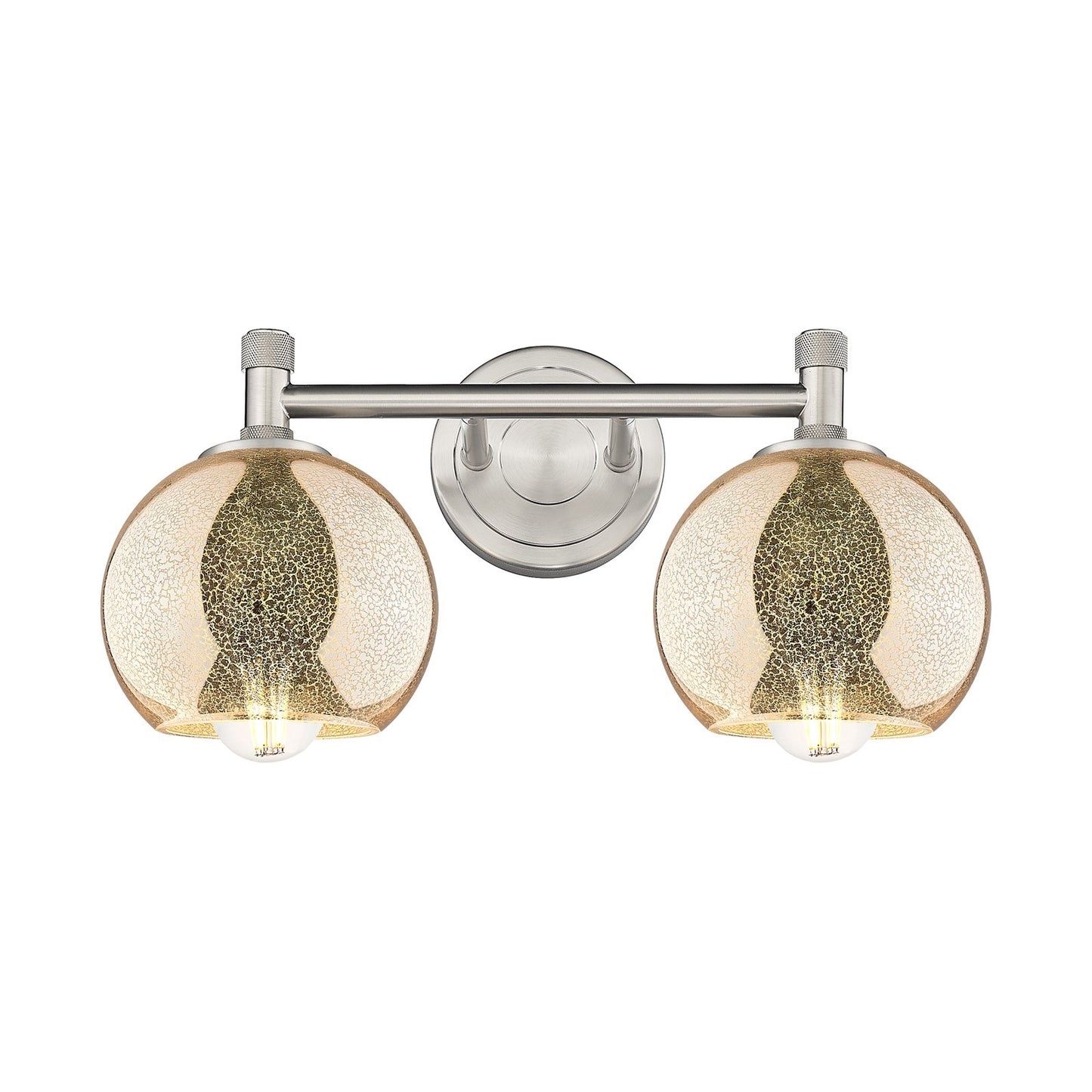 Innovations Athens Mercury 14in 2-Light Bath Vanity | Industrial Satin Nickel and Mercury Glass | Bathroom & Powder Room | Model 434-2W-SN-G128-6