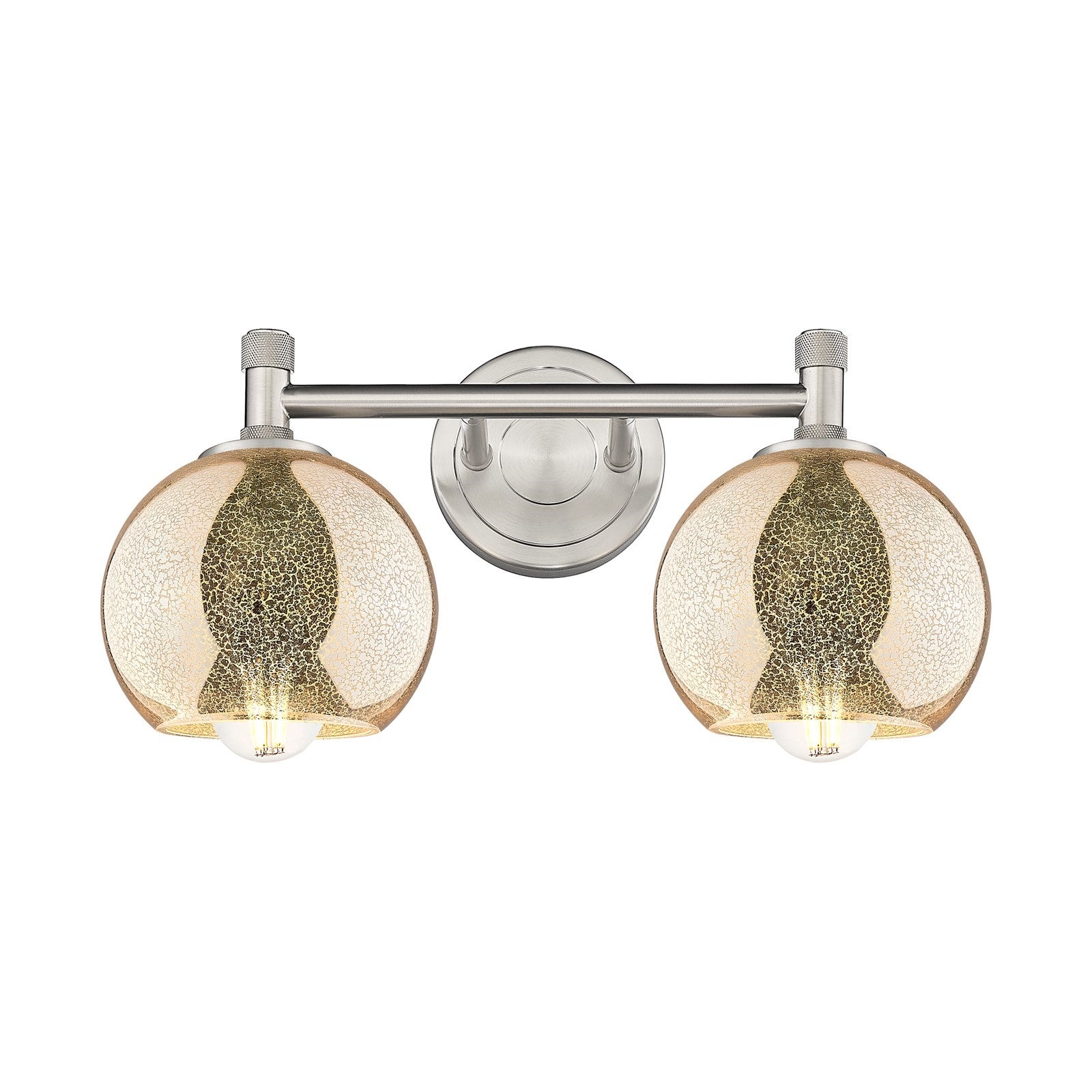Innovations Athens Mercury 14in 2-Light Bath Vanity | Industrial Satin Nickel and Mercury Glass | Bathroom & Powder Room | Model 434-2W-SN-G128-6
