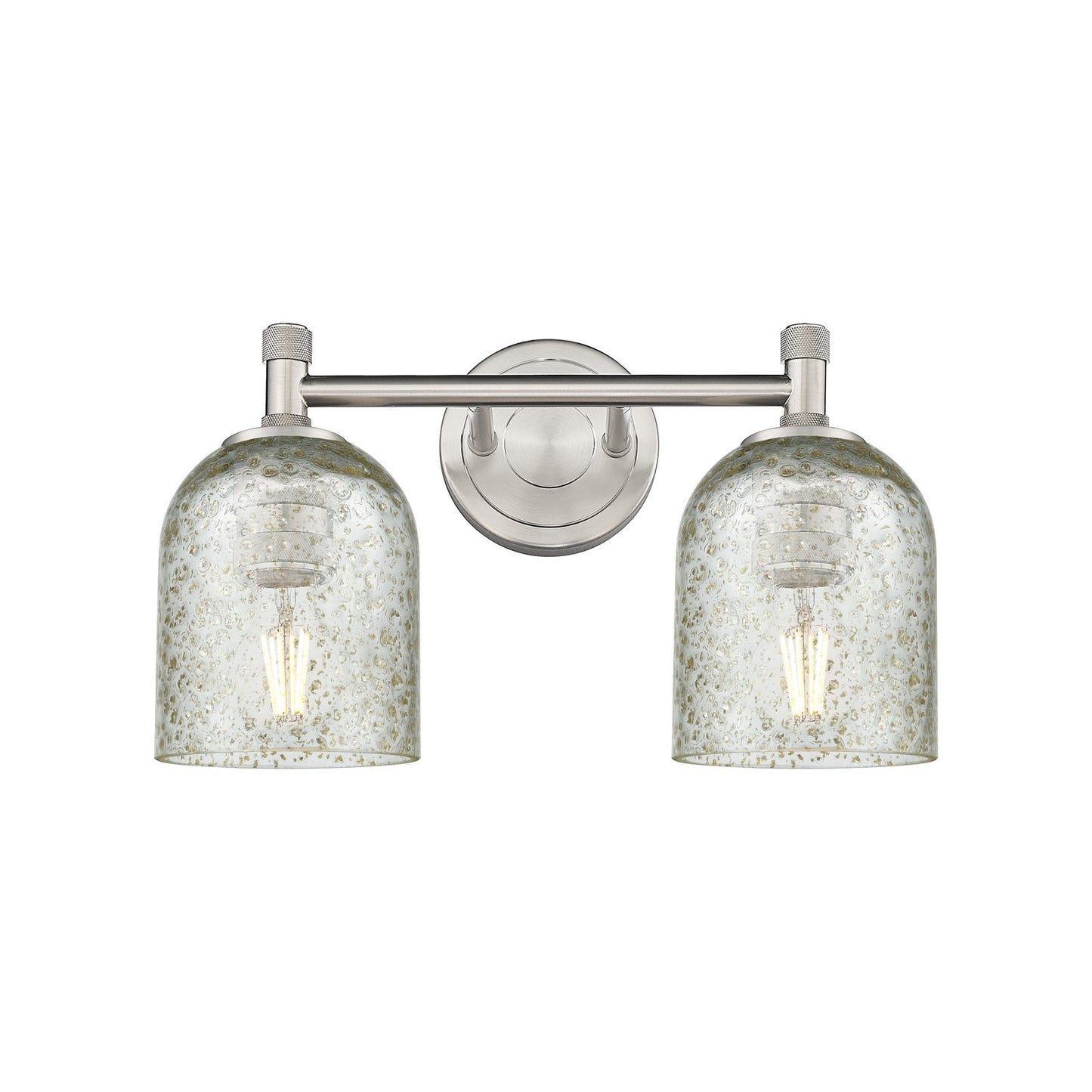 Innovations Caledonia 13in 2-Light Bath Vanity Light | Industrial Satin Nickel and Mica Glass | Bathroom Vanity | Model 434-2W-SN-G259