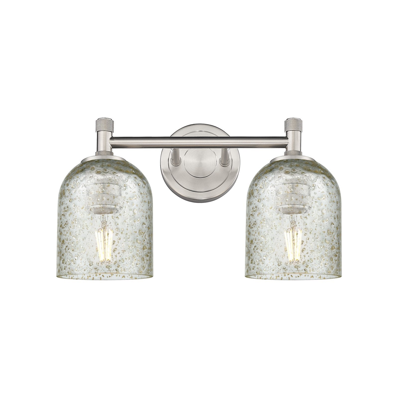Innovations Caledonia 13in 2-Light Bath Vanity Light | Industrial Satin Nickel and Mica Glass | Bathroom Vanity | Model 434-2W-SN-G259