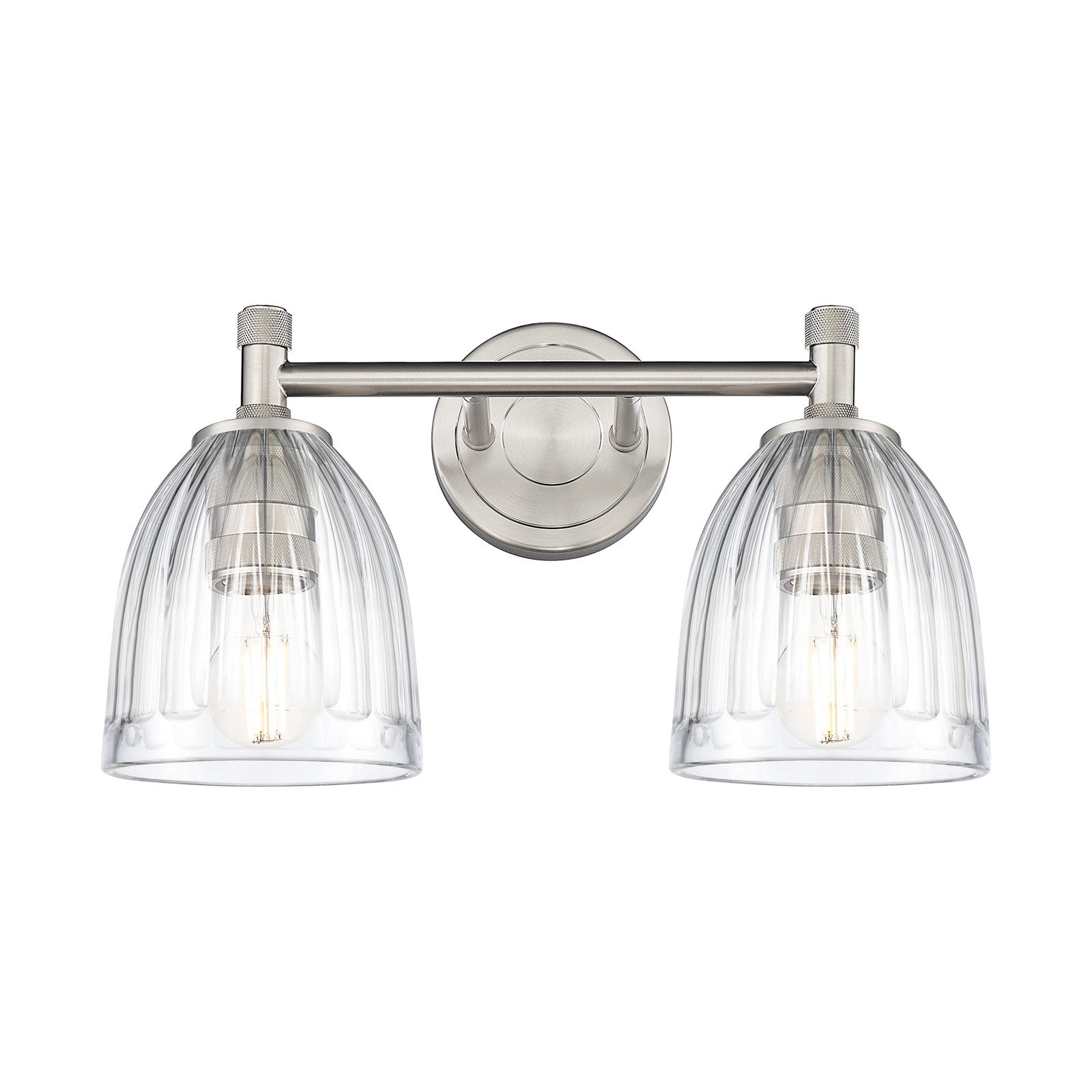 Innovations Brookfield 13.75in 2-Light Bath Vanity | Industrial Satin Nickel and Clear Glass | Bathroom & Powder Room | Model 434-2W-SN-G442