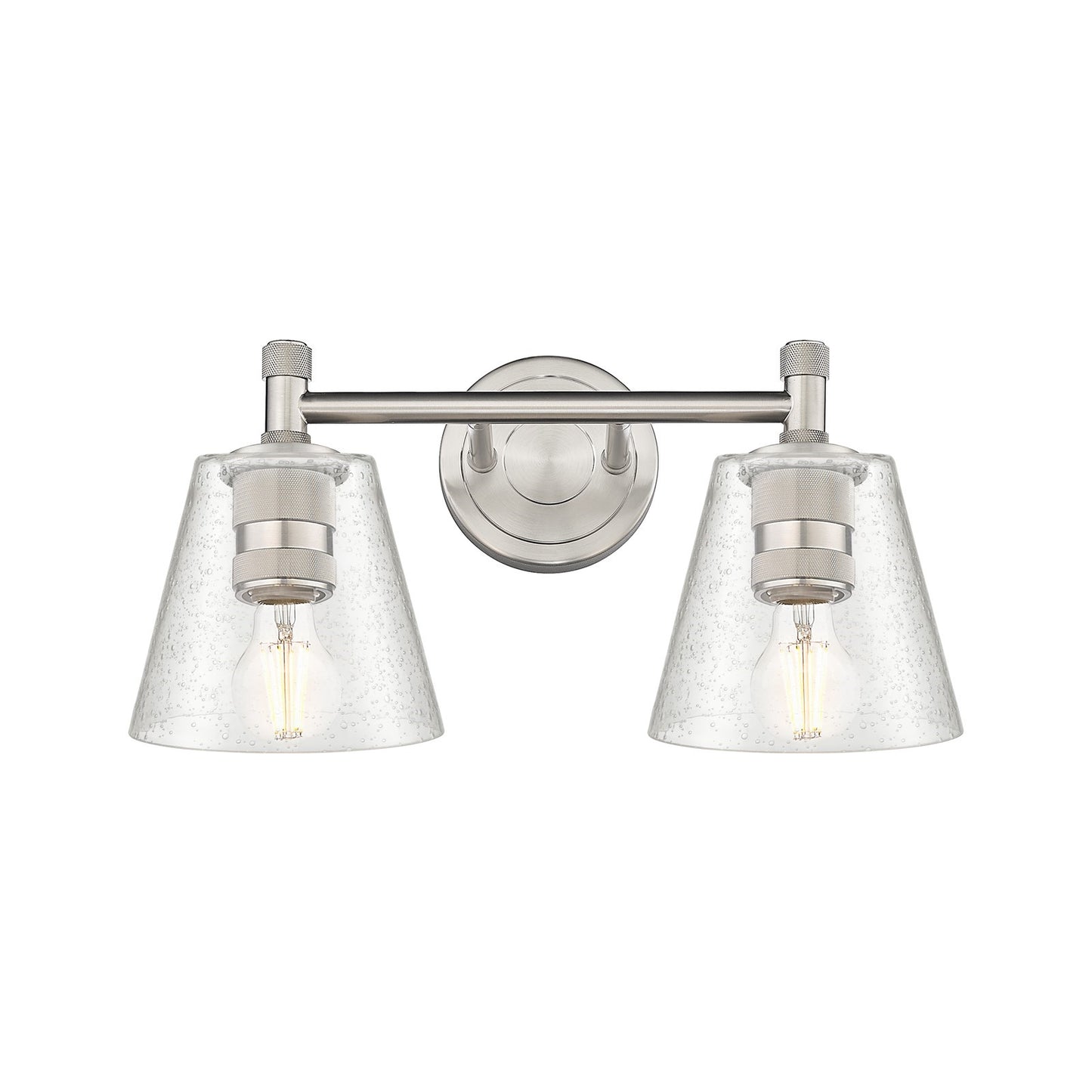Innovations Caton 14in 2-Light Bath Vanity | Industrial Satin Nickel and Frosted Glass | Bathroom & Powder Room | 14 x 9 in | Model 434-2W-SN-G454