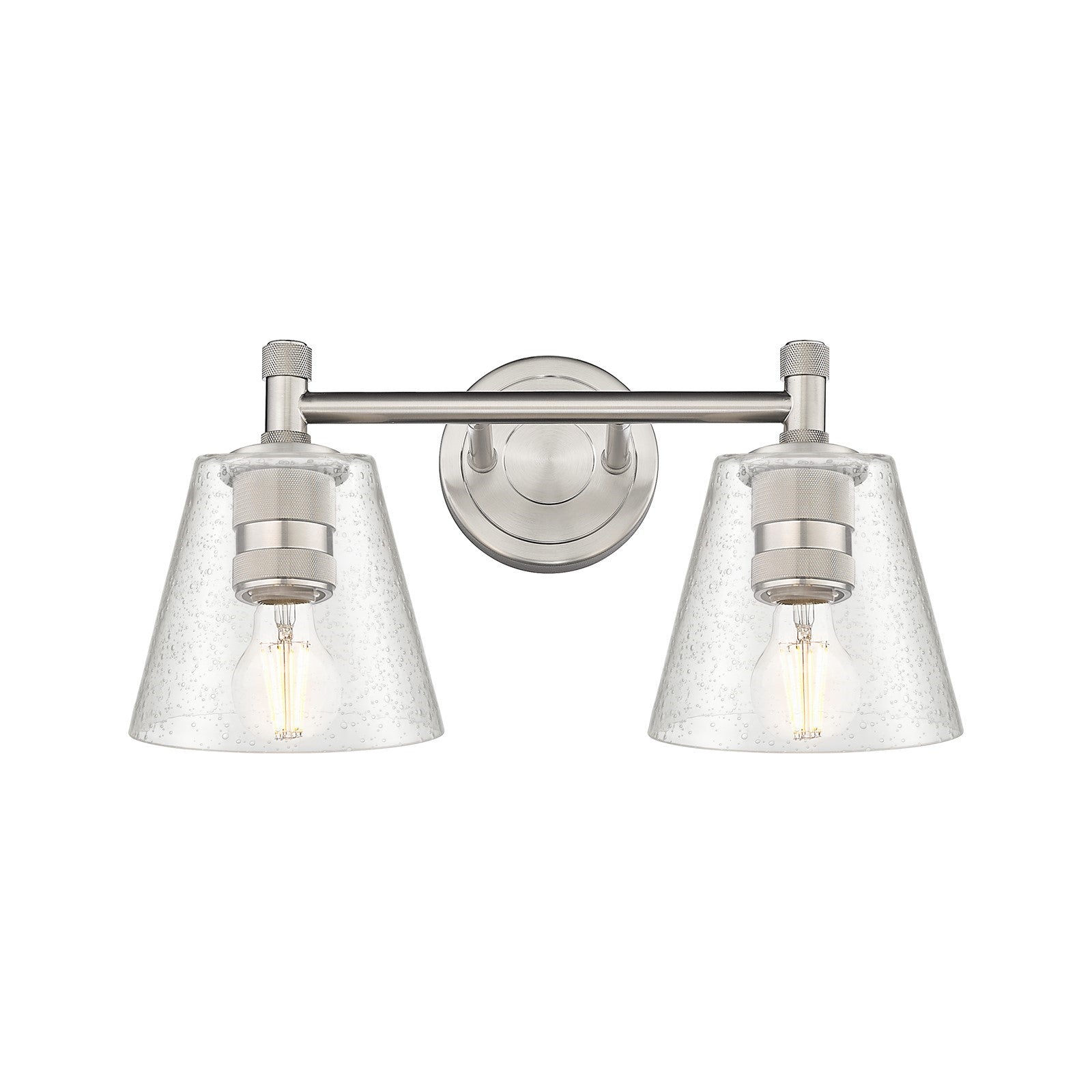 Innovations Caton 14in 2-Light Bath Vanity | Industrial Satin Nickel and Frosted Glass | Bathroom & Powder Room | 14 x 9 in | Model 434-2W-SN-G454