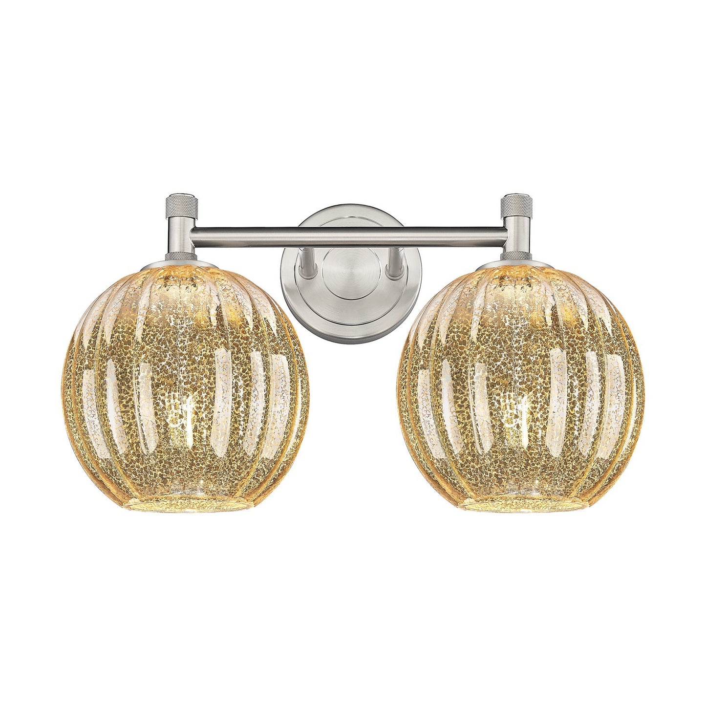 Innovations Preston Globe 15in 2-Light Bath Vanity | Industrial Satin Nickel and Mercury Glass | Bathroom & Powder Room | Model 434-2W-SN-G458-7ME