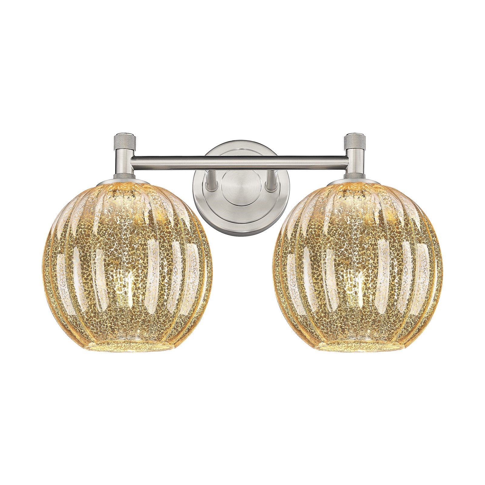 Innovations Preston Globe 15in 2-Light Bath Vanity | Industrial Satin Nickel and Mercury Glass | Bathroom & Powder Room | Model 434-2W-SN-G458-7ME