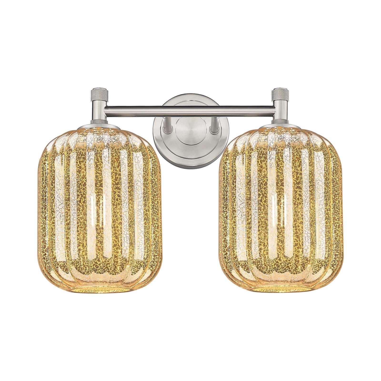Innovations Preston Cylinder 15in 2-Light Bath Vanity | Industrial Satin Nickel and Mercury Glass | Bathroom & Powder Room | Model 434-2W-SN-G460-7ME
