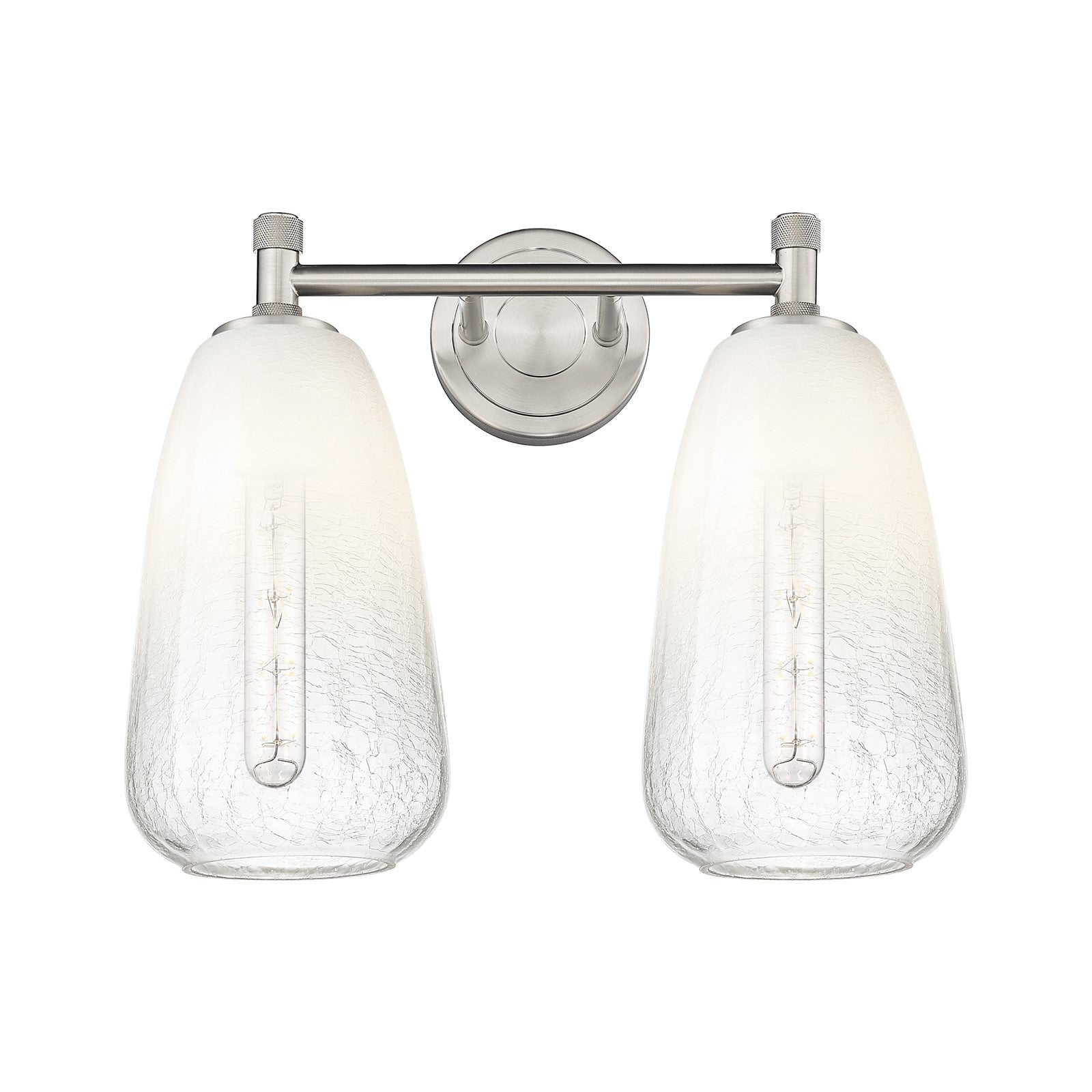 Innovations Brookhaven Almond 14in 2-Light Bath Vanity | Industrial Satin Nickel and Opal Glass | Bathroom & Powder Room | Model 434-2W-SN-G480-6OP