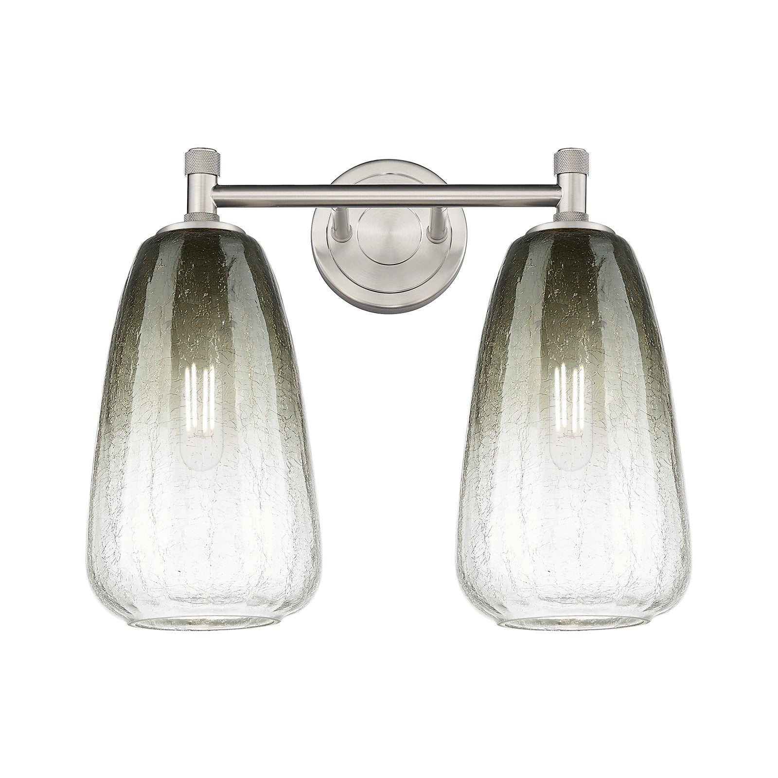 Innovations Brookhaven Almond 14in 2-Light Bath Vanity | Industrial Satin Nickel and Slate Glass | Bathroom Vanity Light | Model 434-2W-SN-G480-6SL