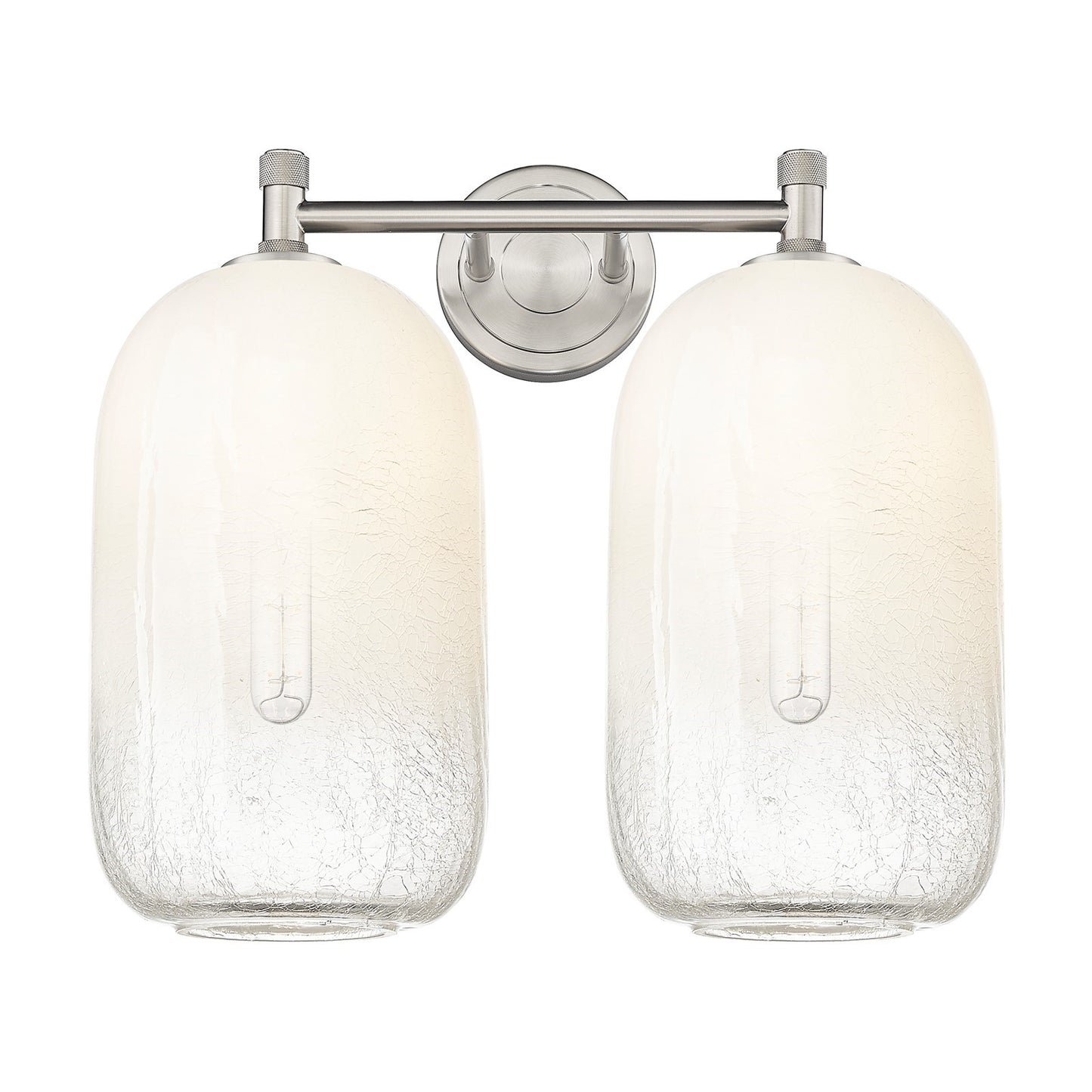 Innovations Brookhaven Cloche 15in 2-Light Bath Vanity | Industrial Satin Nickel and Opal Glass | Bathroom Vanity Light | Model 434-2W-SN-G482-7OP