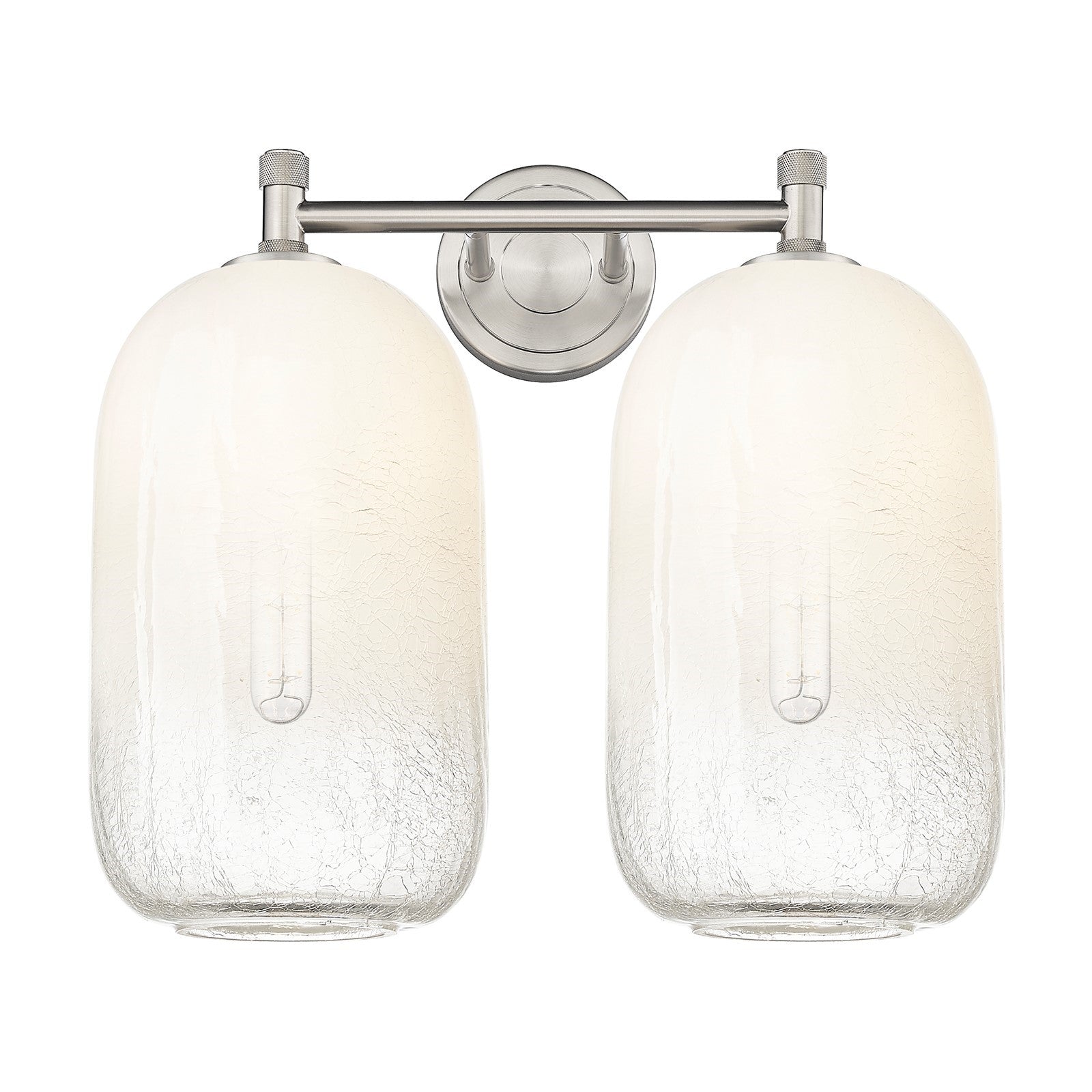 Innovations Brookhaven Cloche 15in 2-Light Bath Vanity | Industrial Satin Nickel and Opal Glass | Bathroom Vanity Light | Model 434-2W-SN-G482-7OP