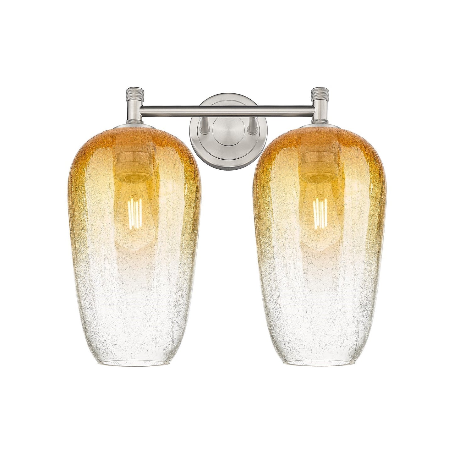 Innovations Brookhaven Flute 15in 2-Light Bath Vanity | Industrial Satin Nickel and Amber Glass | Bathroom & Powder Room | Model 434-2W-SN-G484-7AM