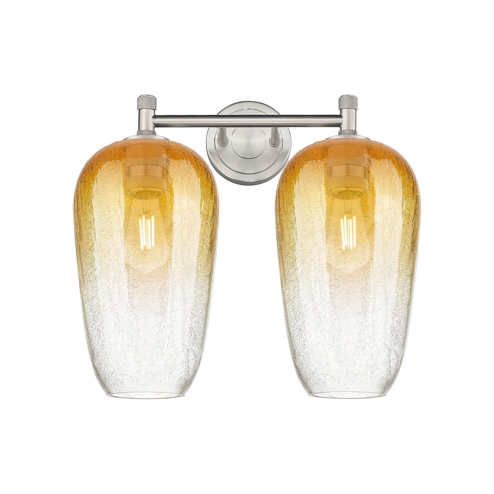 Innovations Brookhaven Flute 15in 2-Light Bath Vanity | Industrial Satin Nickel and Amber Glass | Bathroom & Powder Room | Model 434-2W-SN-G484-7AM