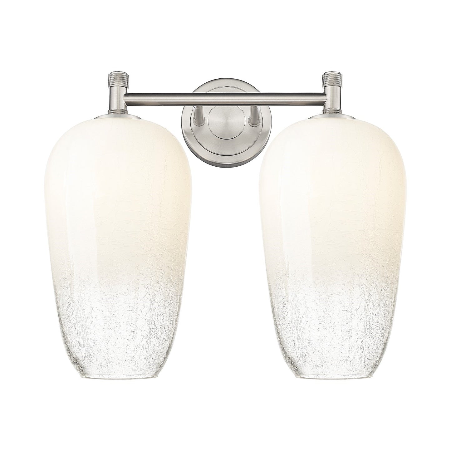 Innovations Brookhaven Flute 15in 2-Light Bath Vanity | Industrial Satin Nickel and Opal Glass | Bathroom & Powder Room | Model 434-2W-SN-G484-7OP