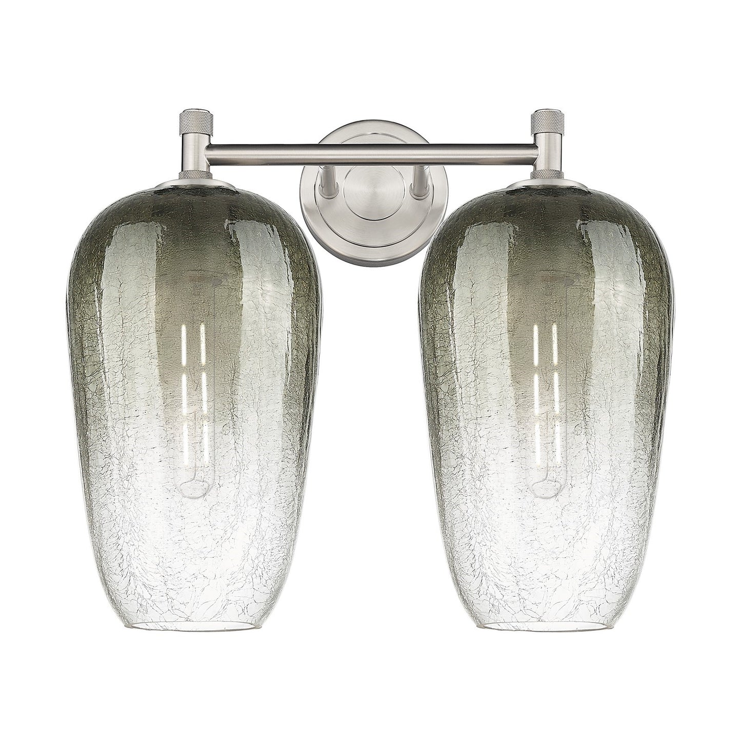 Innovations Brookhaven Flute 15in 2-Light Bath Vanity | Industrial Satin Nickel and Slate Glass | Bathroom & Powder Room | Model 434-2W-SN-G484-7SL