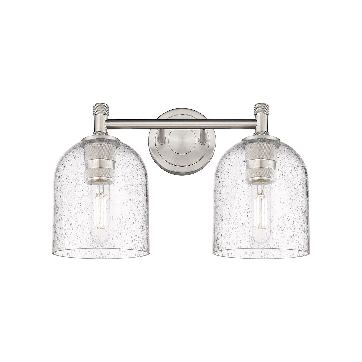 Innovations Bella 13.5in 2-Light Bath Vanity | Industrial Satin Nickel and Seedy Glass | Bathroom & Powder Room | Model 434-2W-SN-G558-6SDY