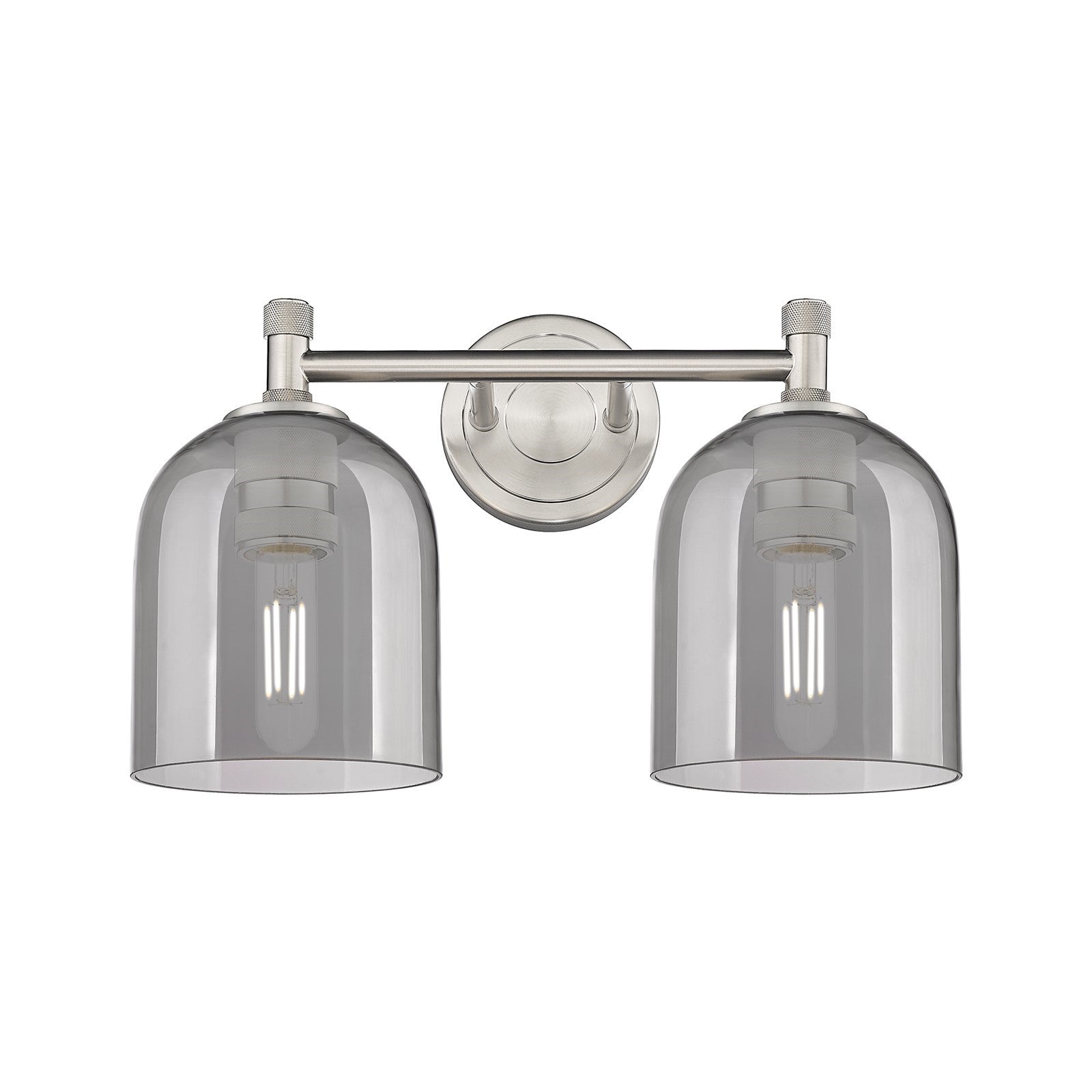 Innovations Bella 13in 2-Light Bath Vanity | Industrial Satin Nickel and Light Smoke Glass | Bathroom & Powder Room | Model 434-2W-SN-G558-6SM