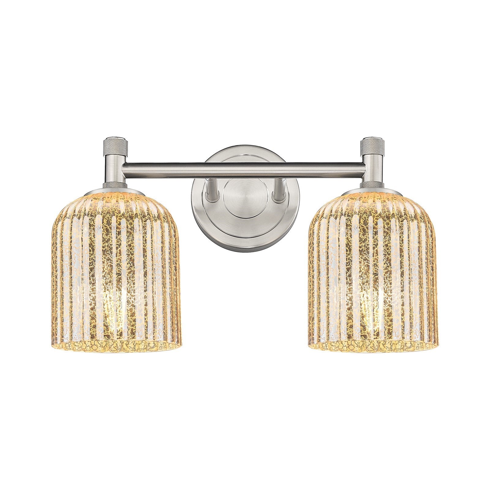 Innovations Crown Point 13in 2-Light Bath Vanity | Industrial Satin Nickel and Mercury Glass | Bathroom & Powder Room | Model 434-2W-SN-G559-5ME