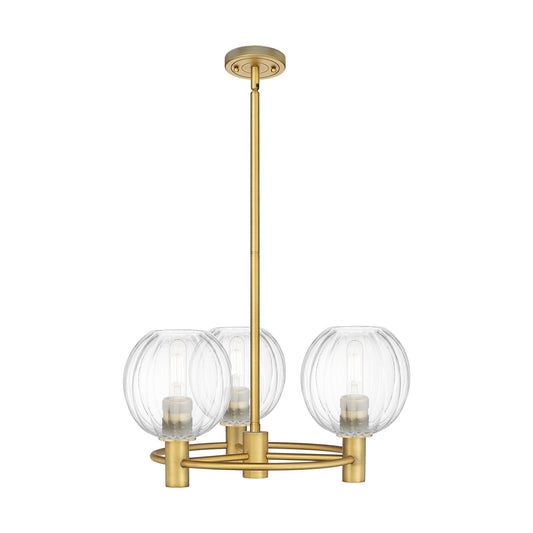 Innovations Preston Globe 21in 3-Light Pendant | Industrial Brushed Brass and Clear Glass | Kitchen Island & Dining Room | Model 434-3CR-BB-G458-7CL