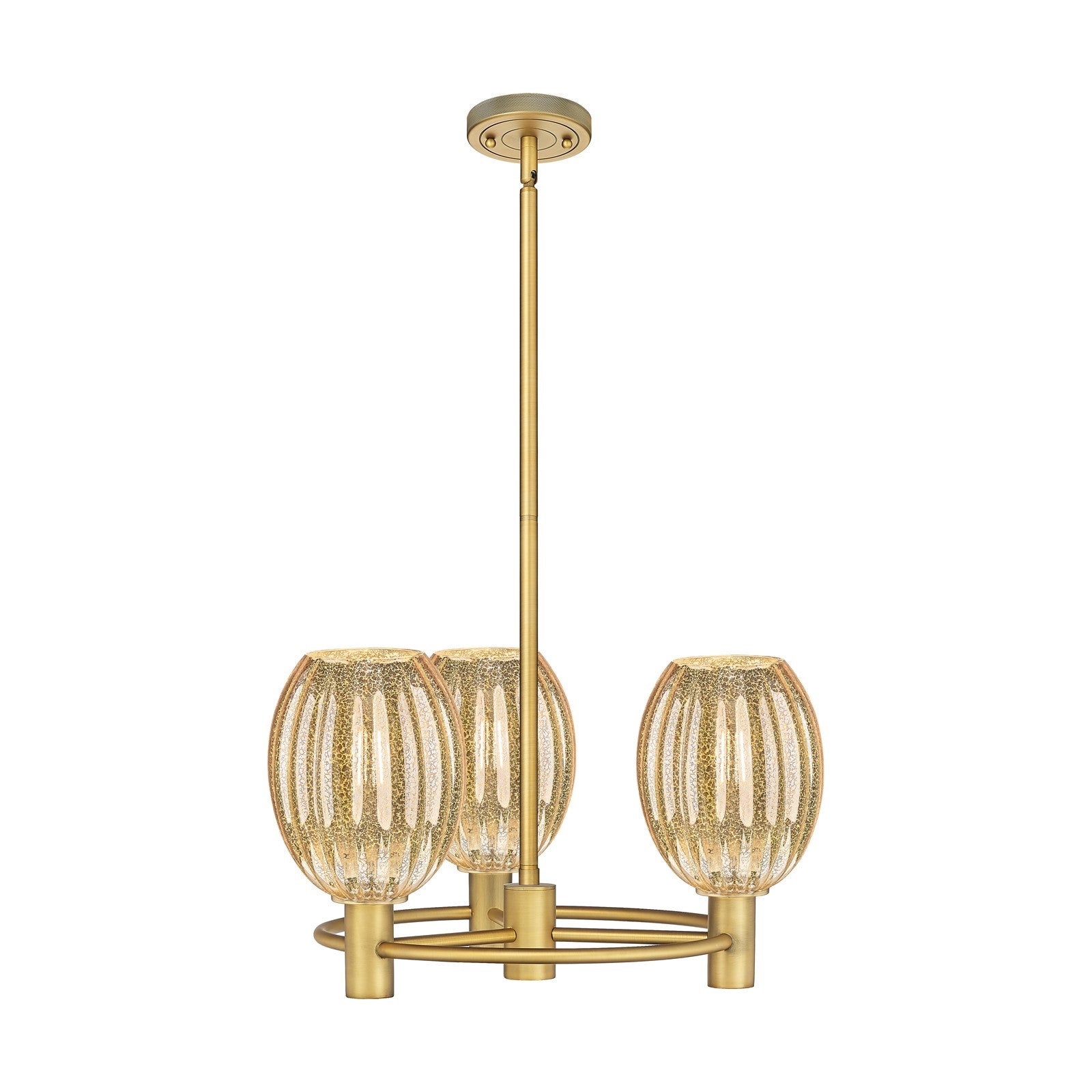 Innovations Preston Bulb 20in 3-Light Pendant | Industrial Brushed Brass and Mercury Glass | Kitchen Island & Dining Room | Model 434-3CR-BB-G459-6ME
