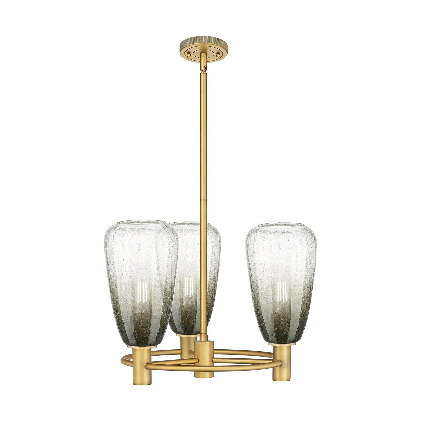 Innovations Brookhaven Almond 20in 3-Light Pendant | Industrial Brushed Brass and Slate Glass | Kitchen Island & Dining | Model 434-3CR-BB-G480-6SL