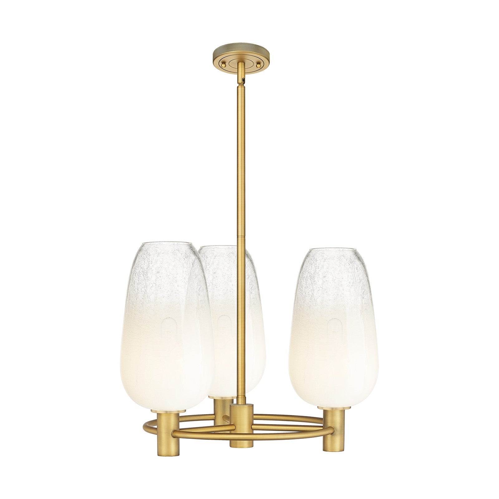 Innovations Brookhaven Flute 21in 3-Light Pendant | Industrial Brushed Brass and Opal Glass | Kitchen Island & Dining | Model 434-3CR-BB-G484-7OP