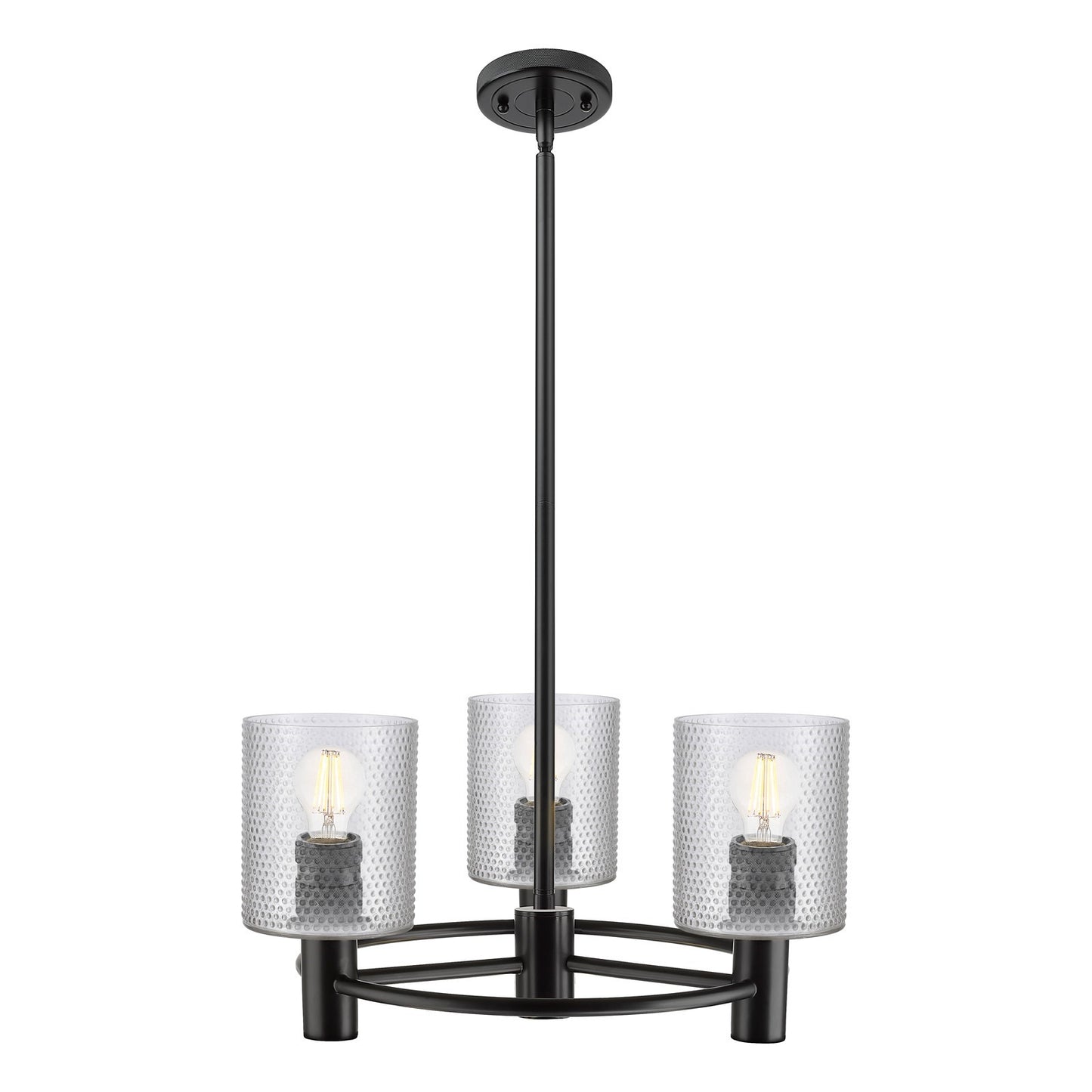 Innovations Cobbleskill 19in 3-Light Pendant | Industrial Matte Black and Clear Glass | Kitchen Island & Dining Room | Model 434-3CR-BK-G112