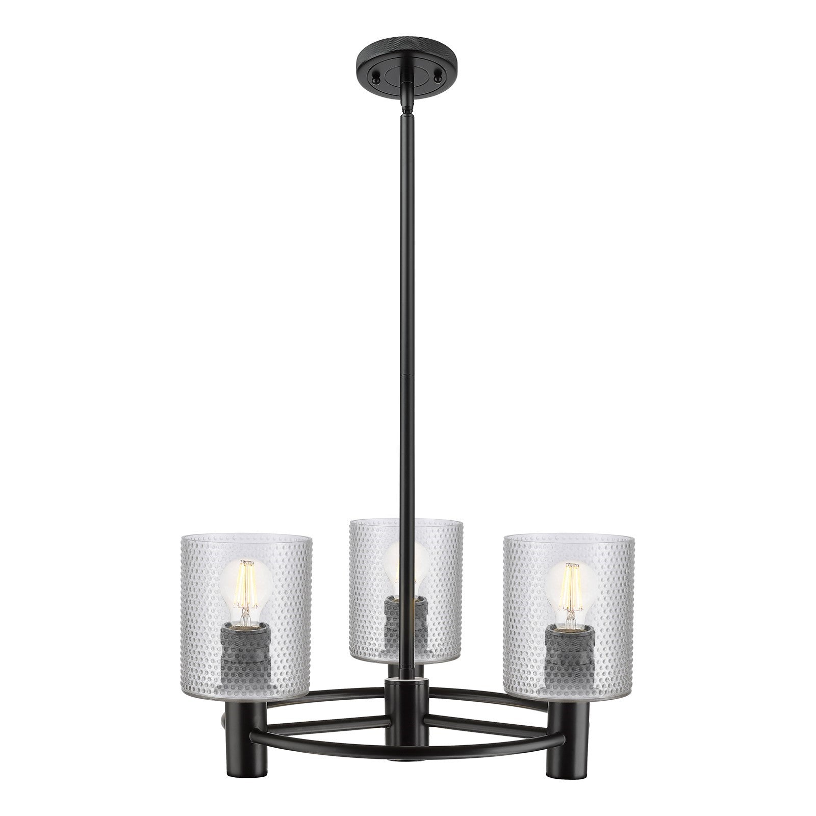 Innovations Cobbleskill 19in 3-Light Pendant | Industrial Matte Black and Clear Glass | Kitchen Island & Dining Room | Model 434-3CR-BK-G112